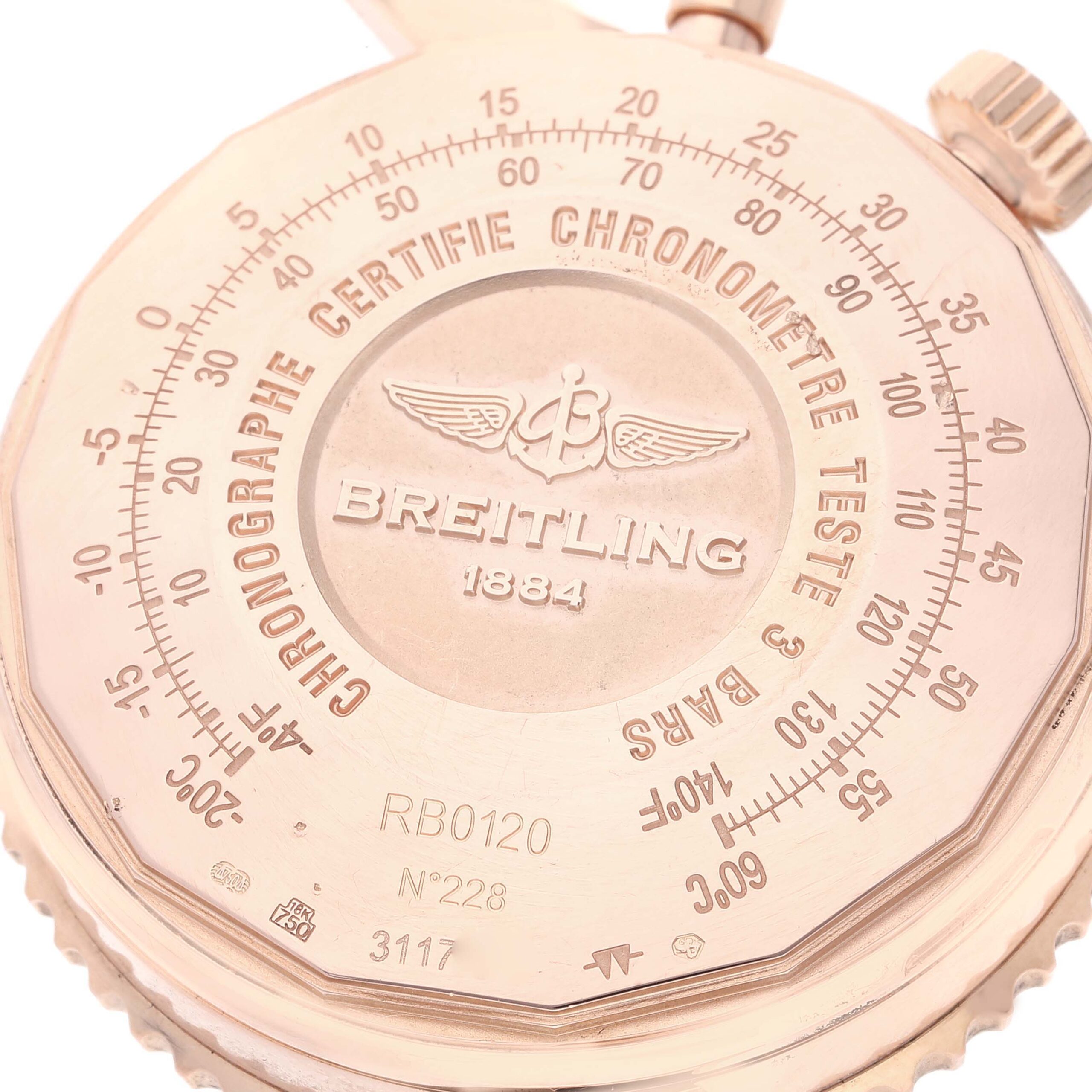 Breitling Navitimer 01 Rose Gold Black Dial Mens Watch RB0120