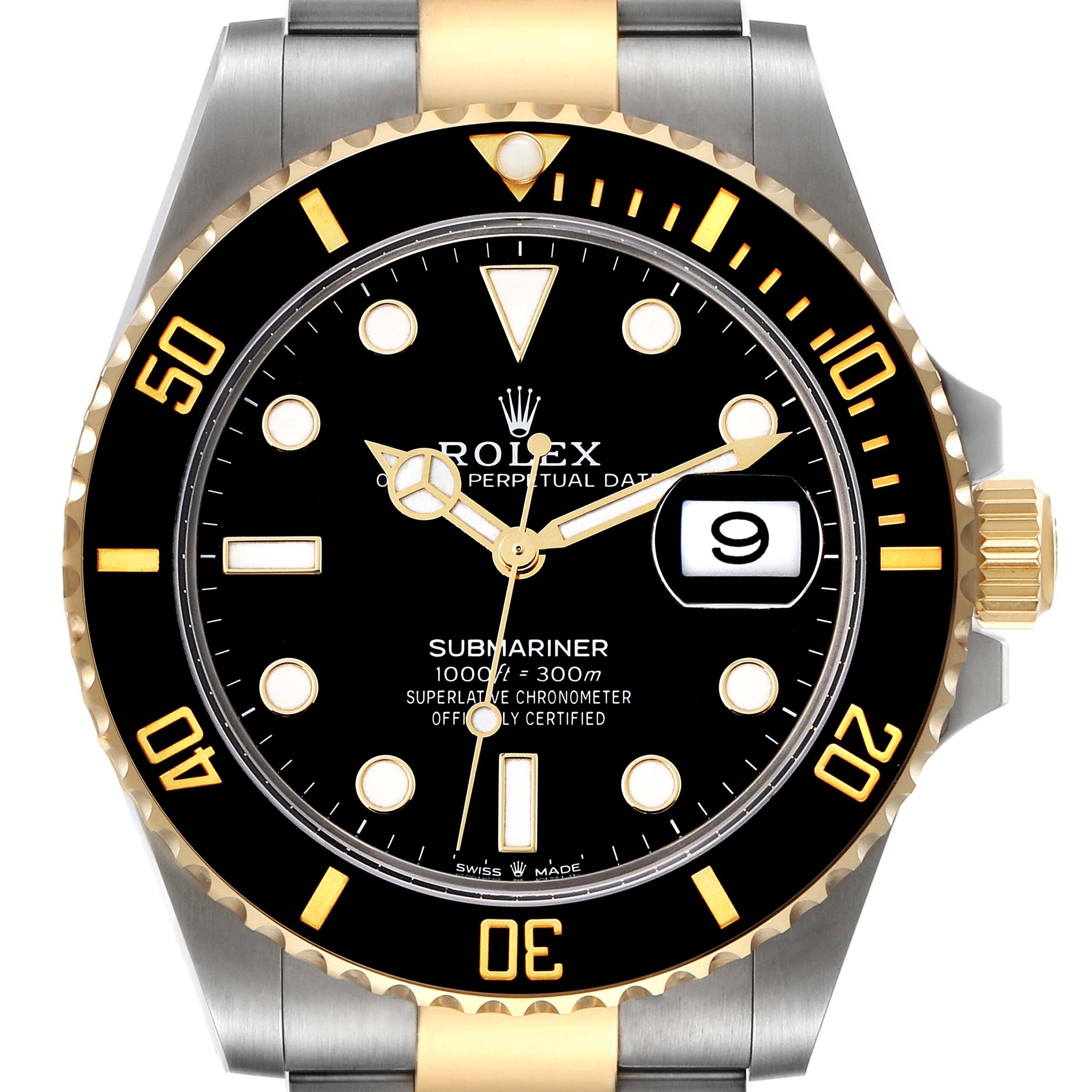 Rolex Submariner 41 Steel Yellow Gold Black Dial Mens Watch 126613 Box Card