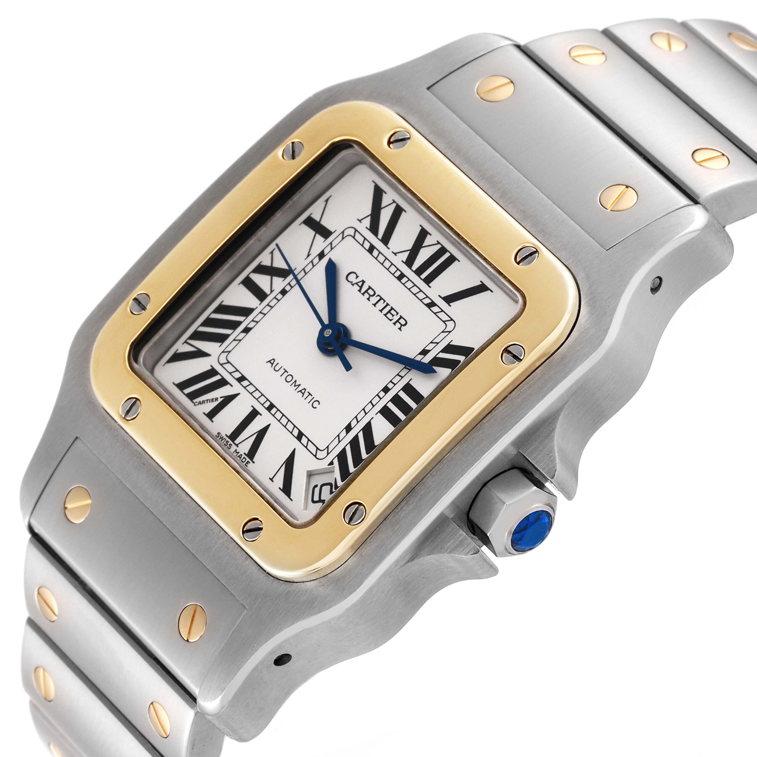 Cartier Santos Galbee XL Steel Yellow Gold Mens Watch W20099C4 Papers