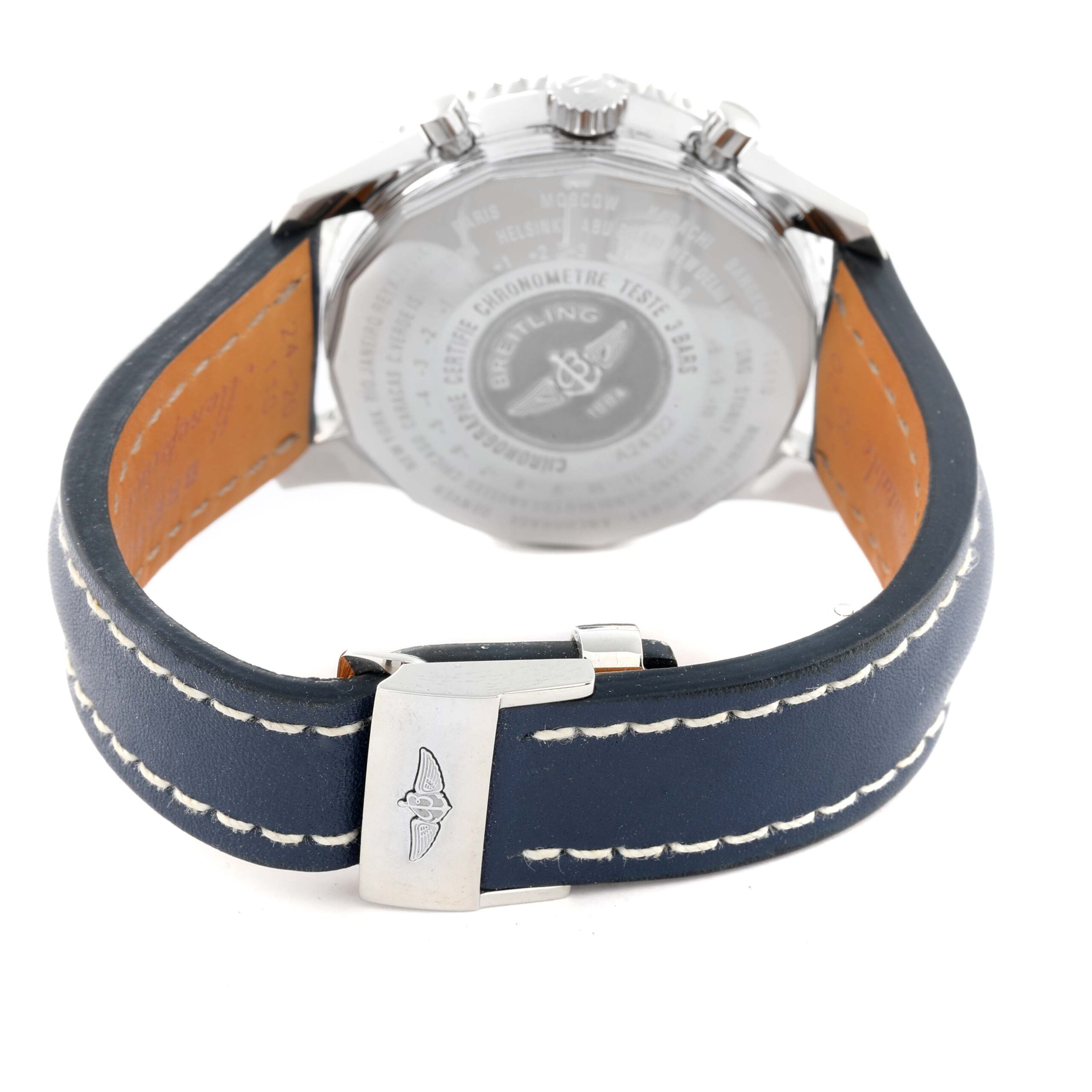 Breitling Navitimer World Blue Dial Steel Mens Watch A24322 Box Papers