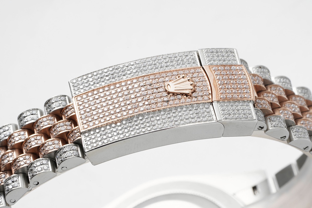 Rolex Datejust Steel White Gold Silver Diamond Dial Mens Watch 116234