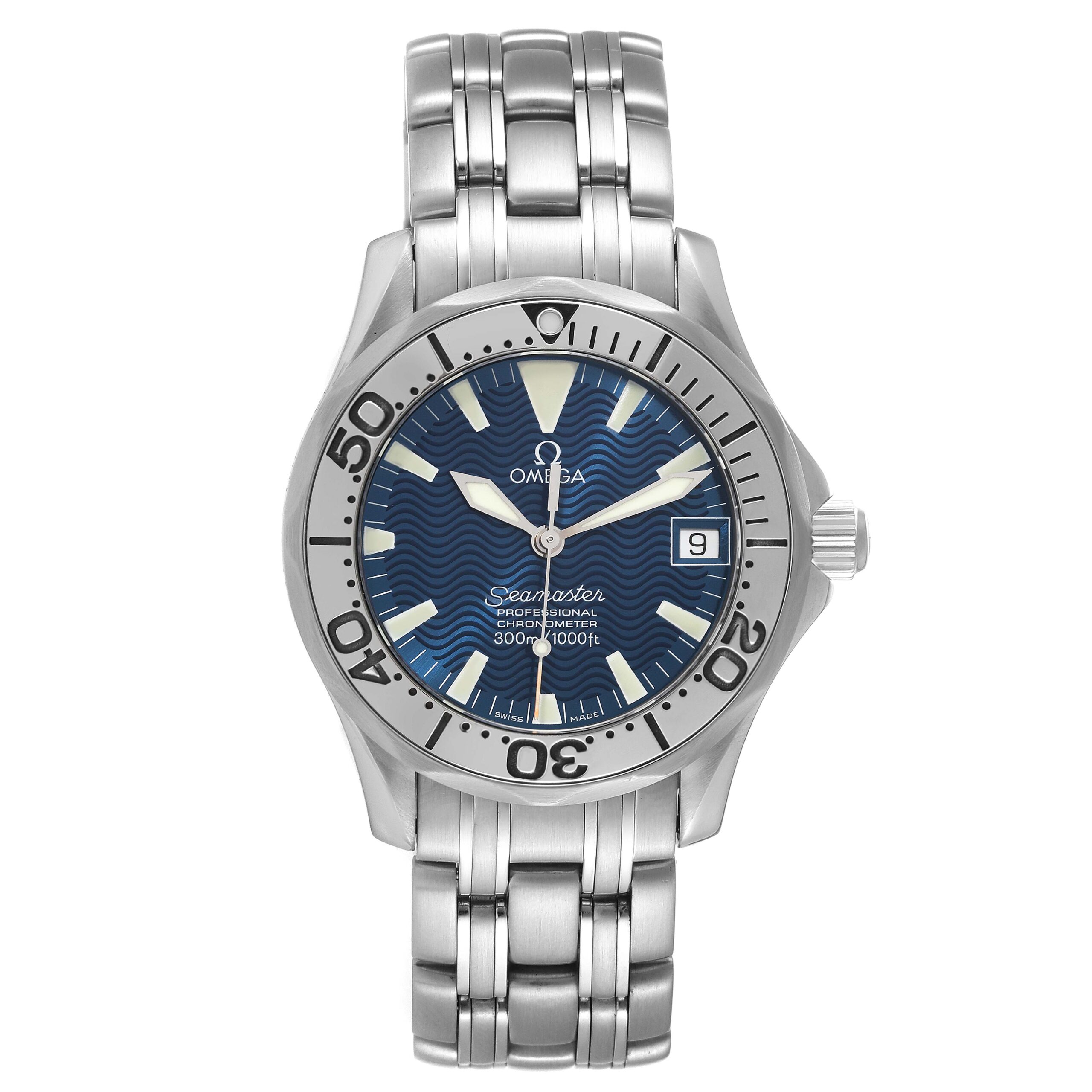 Omega Seamaster Midsize Jacques Mayol Blue Dial Steel Limited Edition Mens Watch 2554.80.00 Box Card