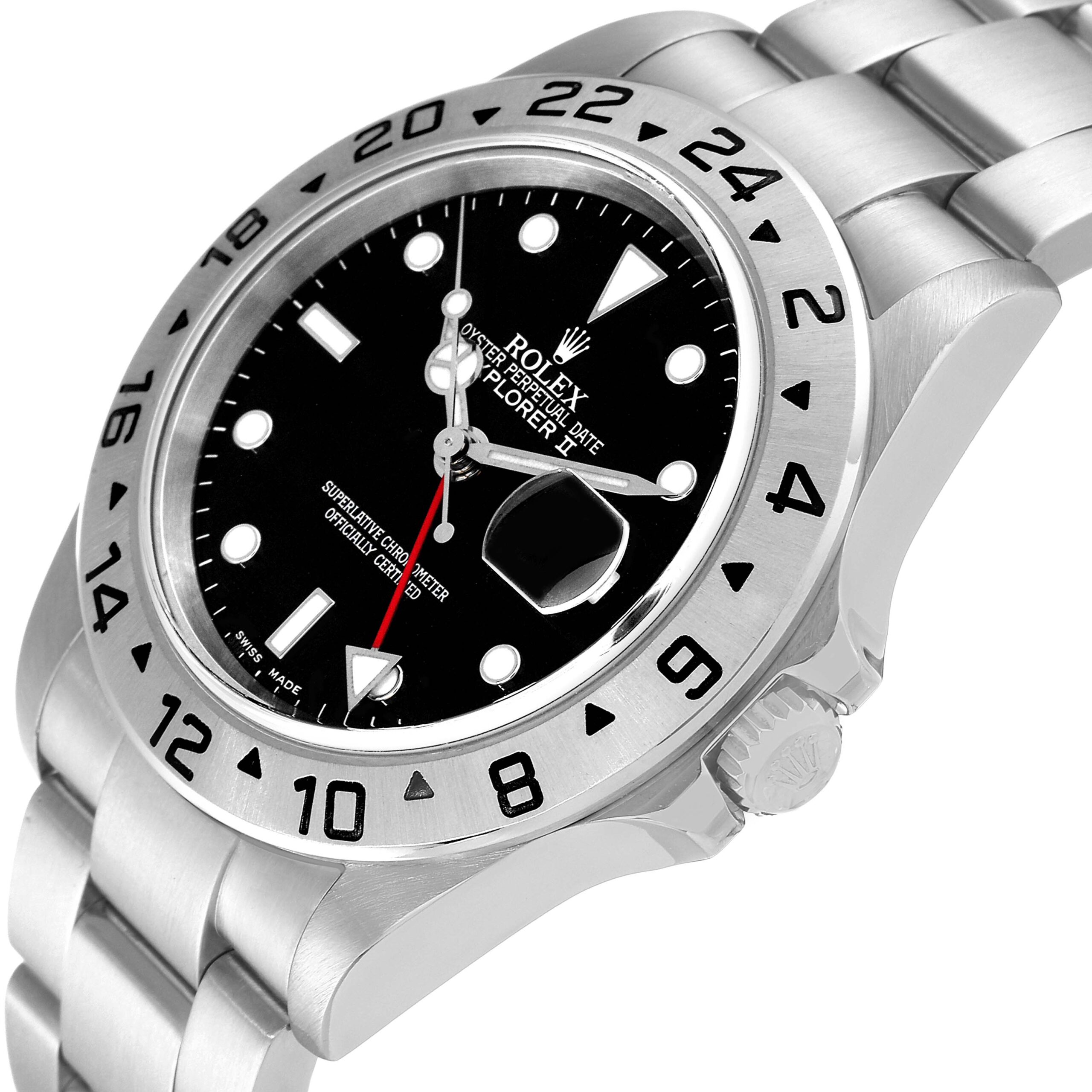 Rolex Explorer II Black Dial Automatic Steel Mens Watch 16570 Box Papers