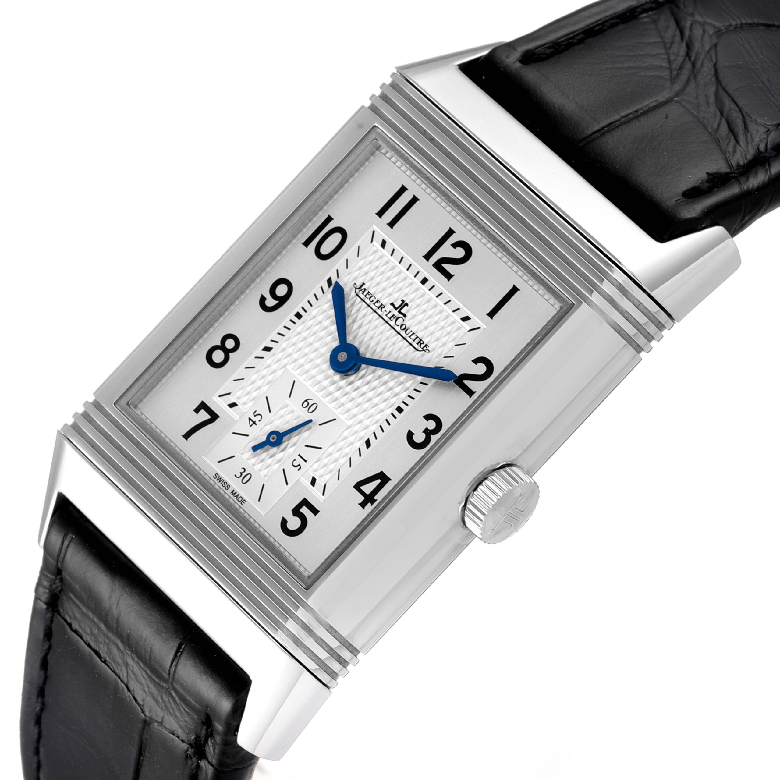 Jaeger LeCoultre Reverso Duo Day Night Mens Watch 213.8.D4 Q3848420 Box Card