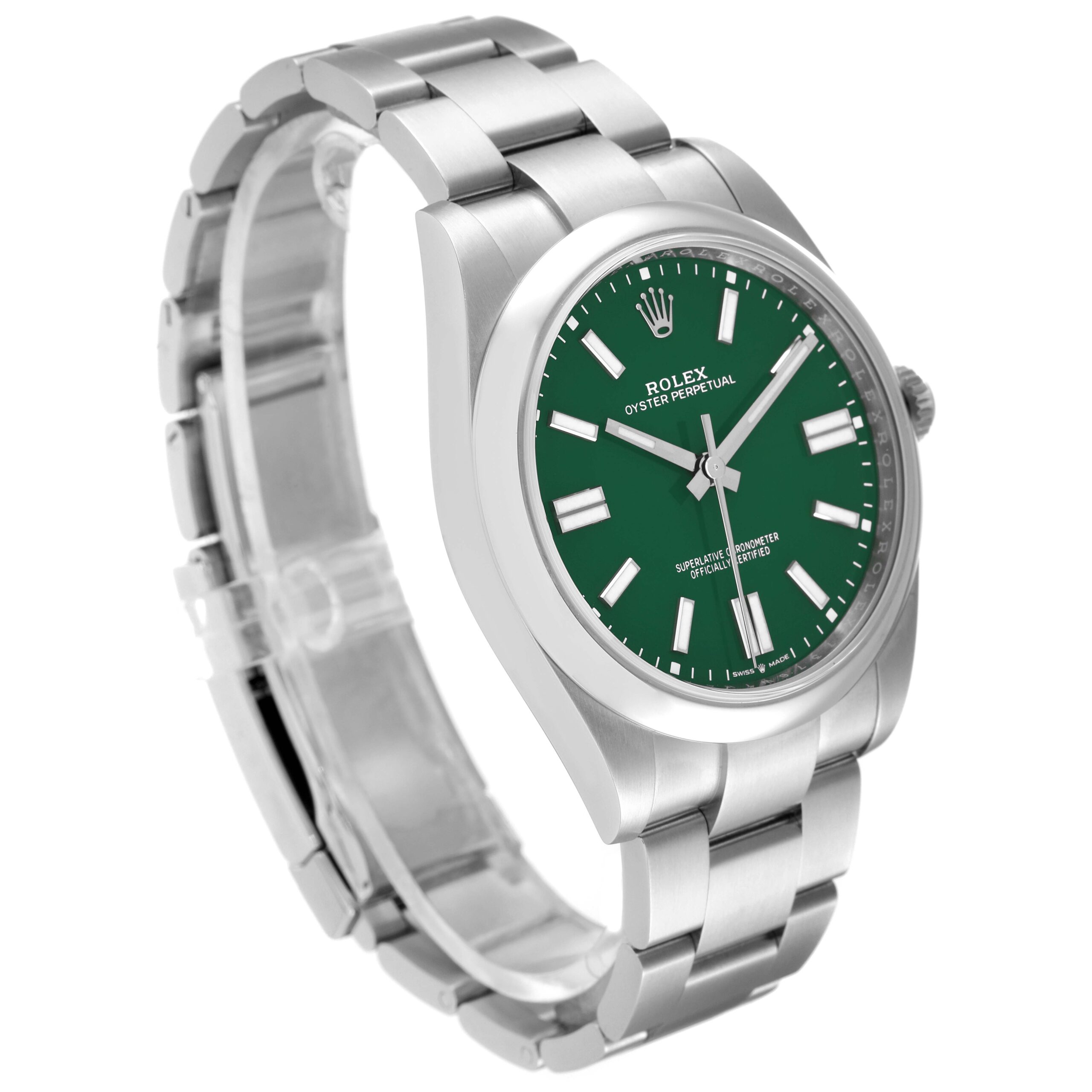 Rolex Oyster Perpetual 41mm Green Dial Steel Mens Watch 124300 Unworn