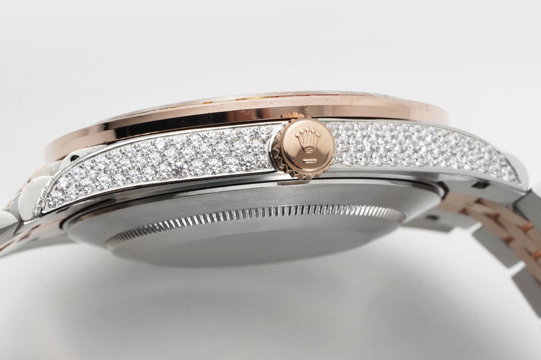 Rolex Datejust Steel White Gold Silver Diamond Dial Mens Watch 116234