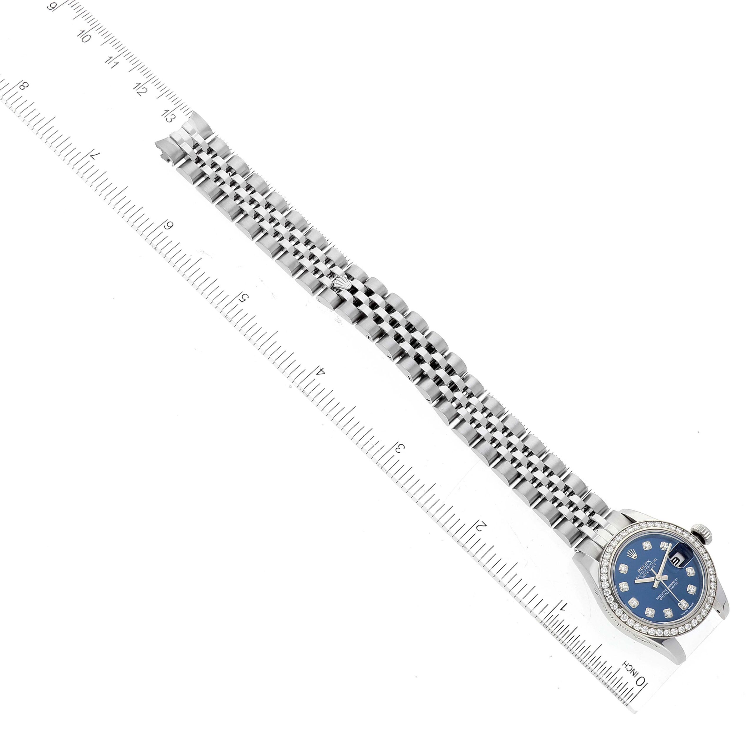 Rolex Datejust Steel White Gold Blue Dial Diamond Ladies Watch 179384