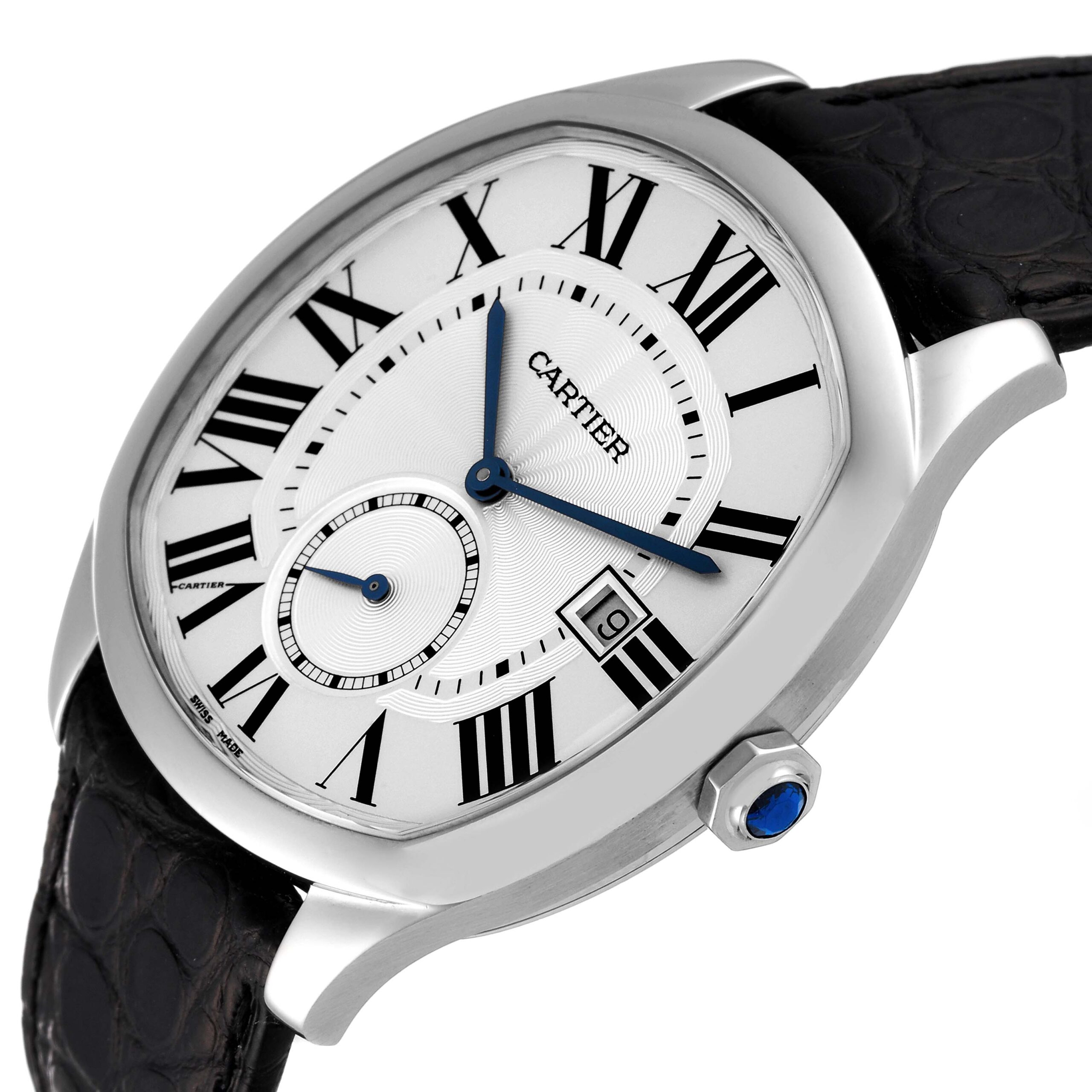 Cartier Drive Silver Dial Steel Mens Watch WSNM0004 Box Papers