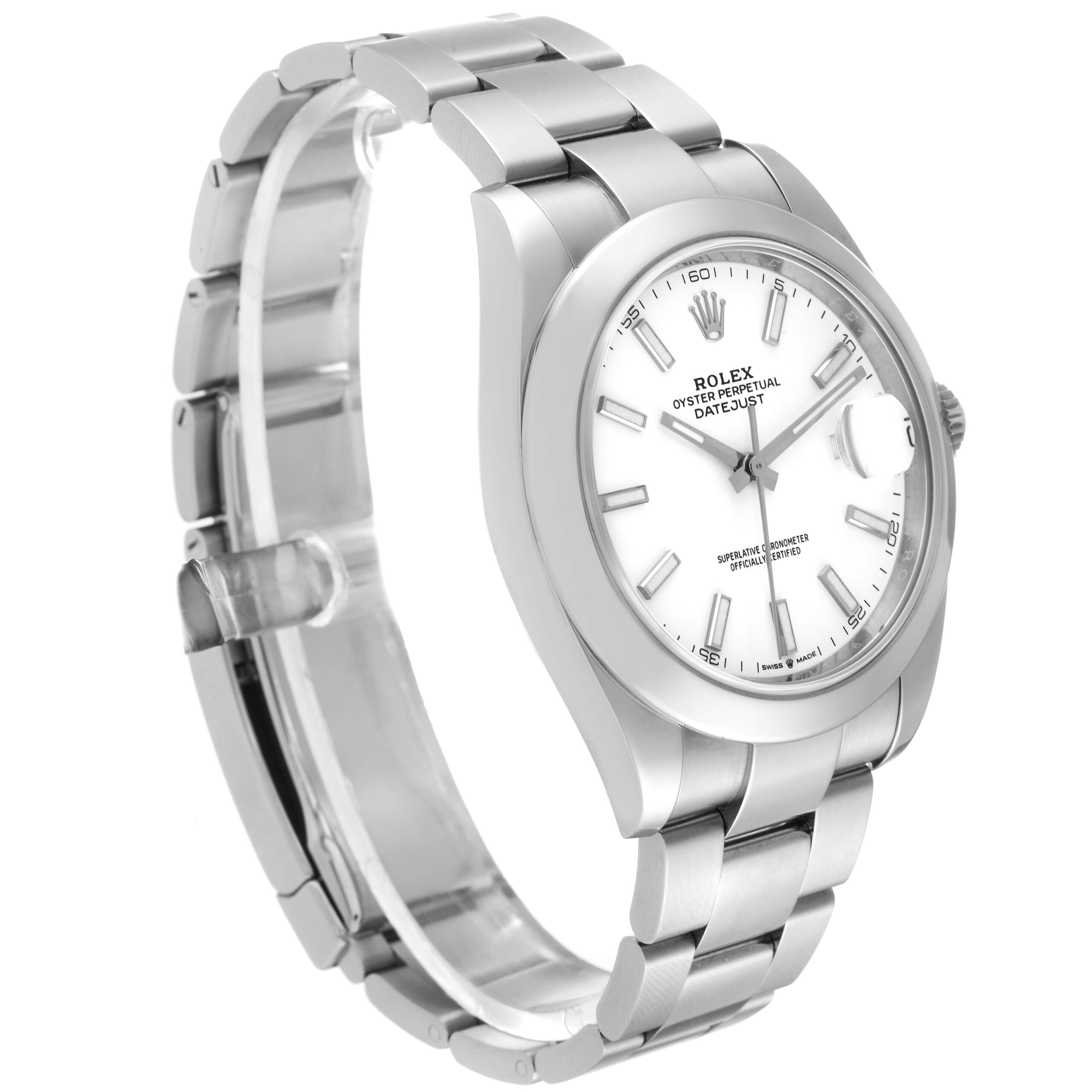 Rolex Datejust 41 White Dial Steel Mens Watch 126300 Box Card