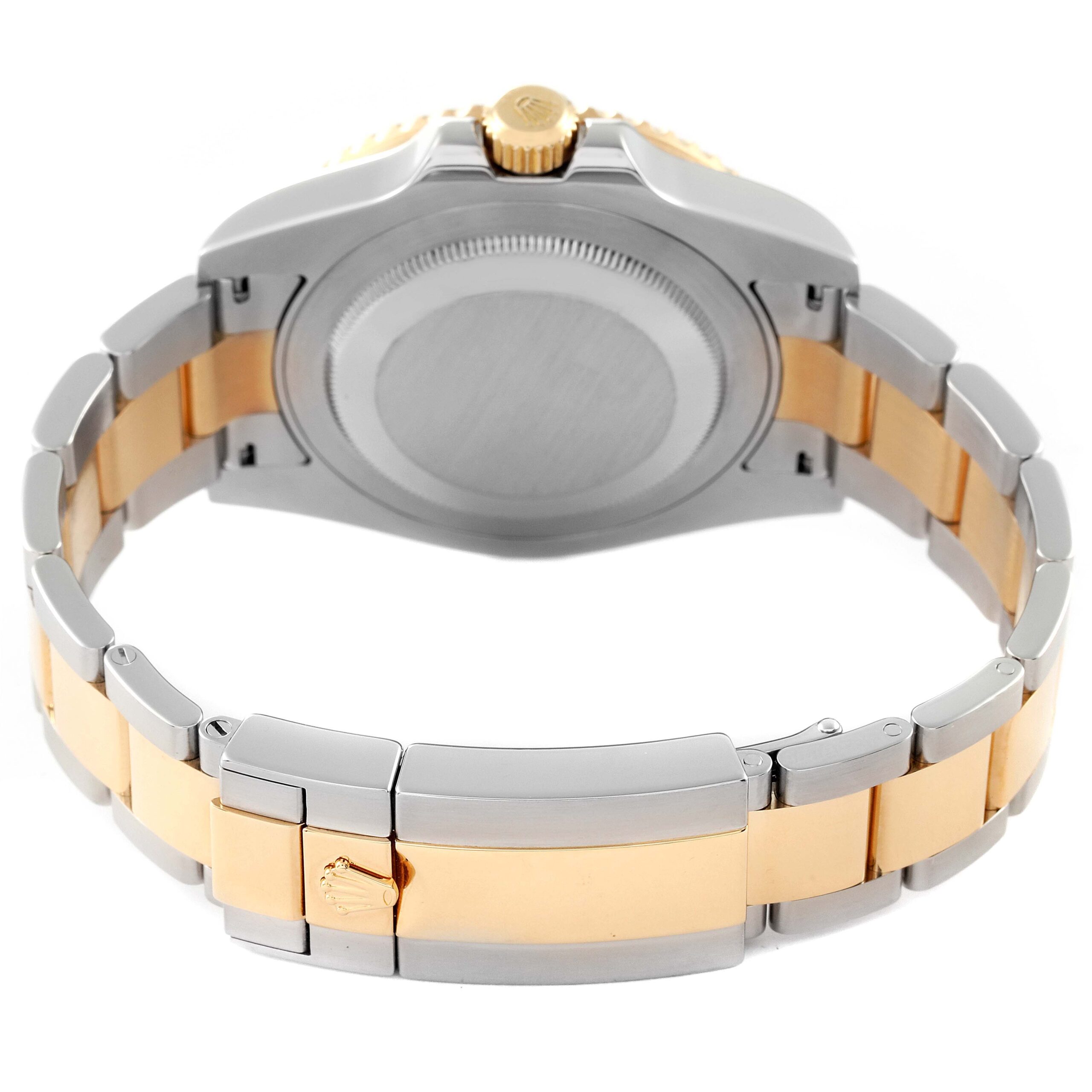 Rolex GMT Master II Yellow Gold Steel Black Dial Mens Watch 116713 Box Card