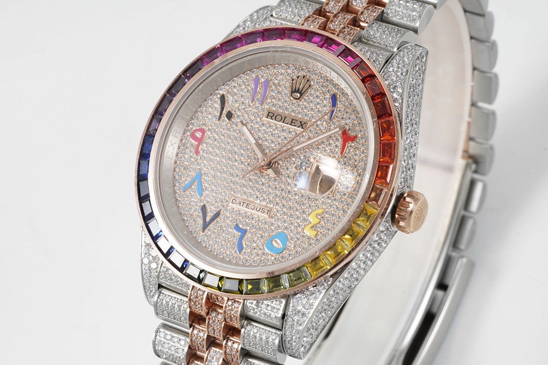 Rolex Datejust Steel White Gold Silver Diamond Dial Mens Watch 116234