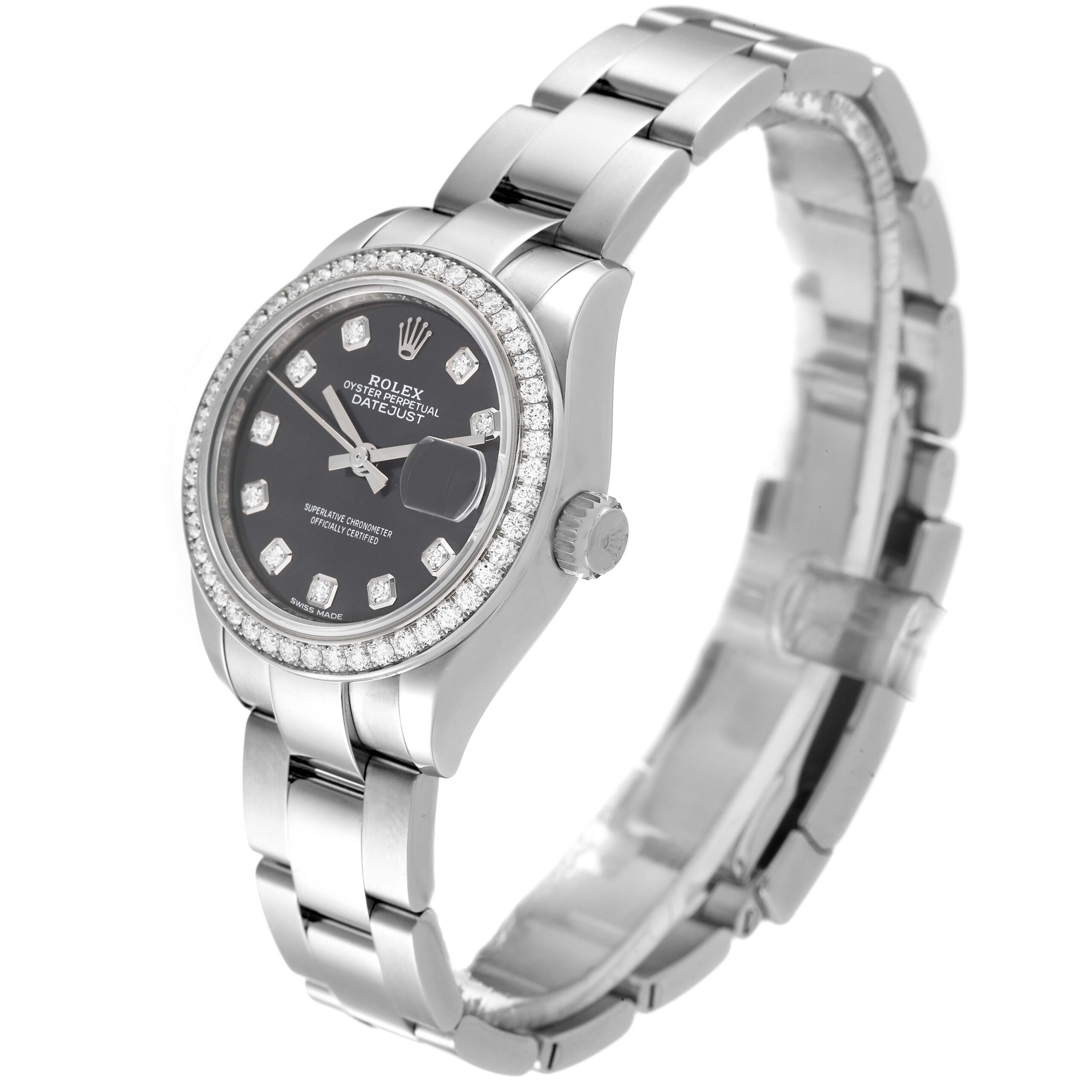 Rolex Datejust Steel White Gold Grey Diamond Dial Ladies Watch 279384 Box Card