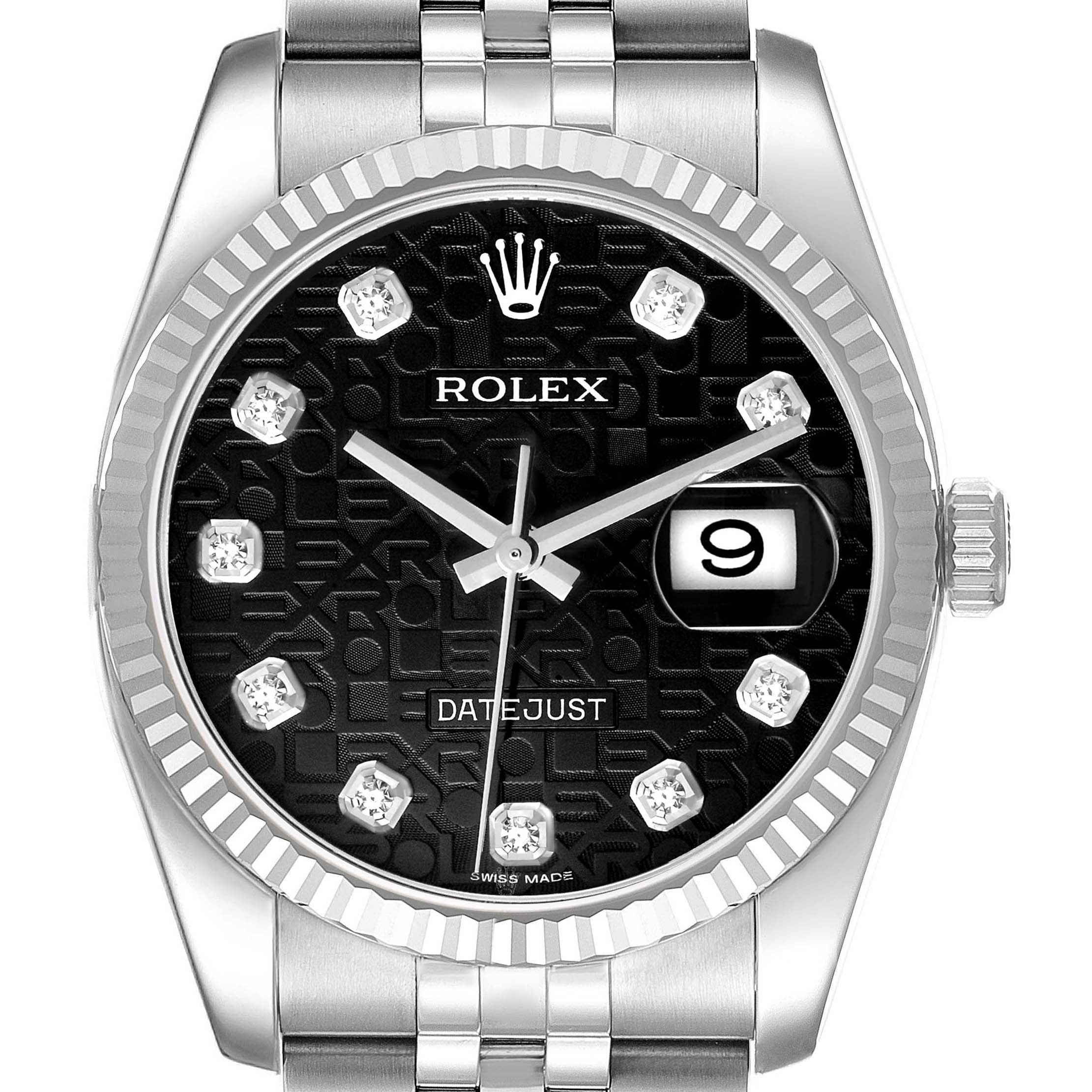 Rolex Datejust Steel White Gold Anniversary Diamond Dial Mens Watch 116234