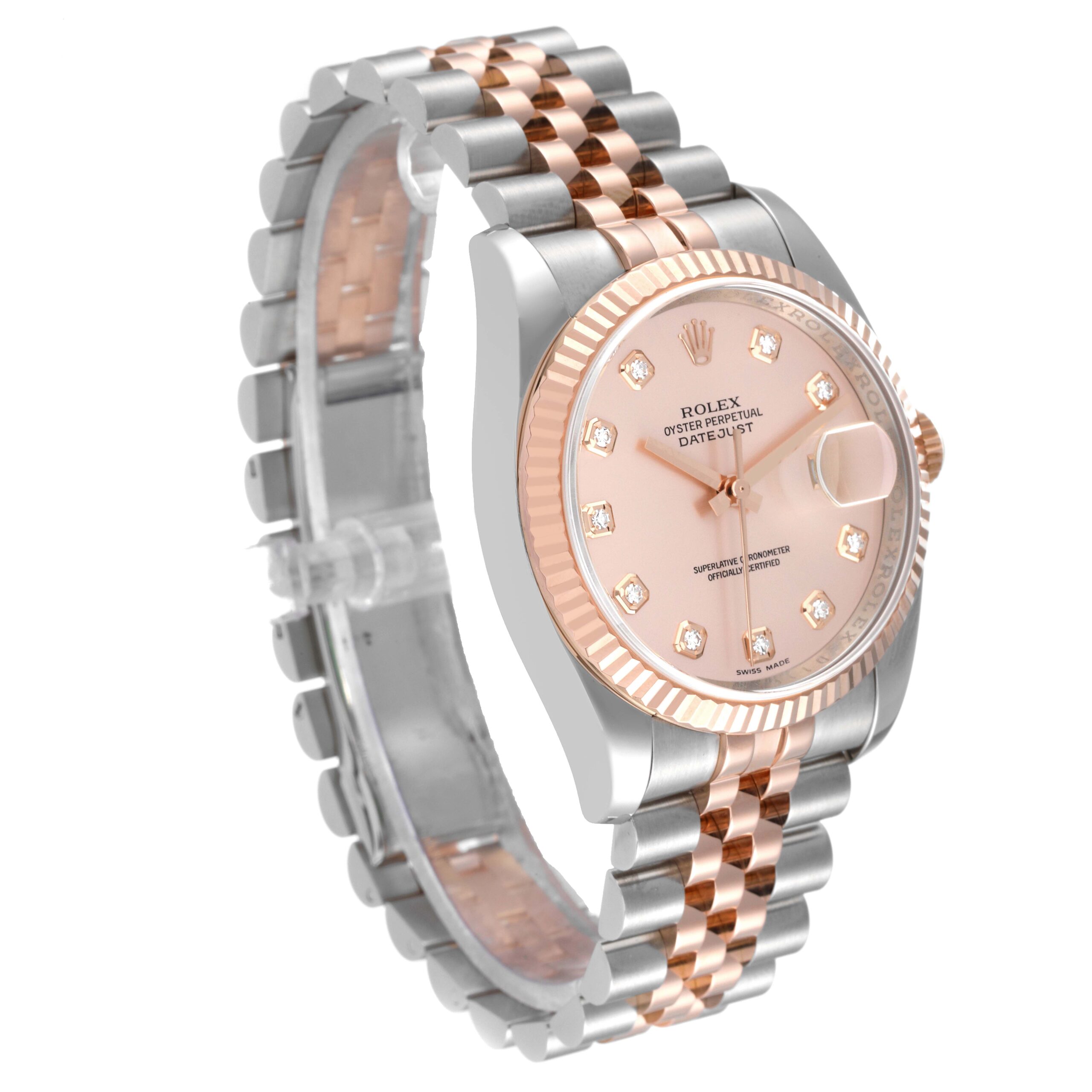 Rolex Datejust Steel Rose Gold Diamond Mens Watch 116231