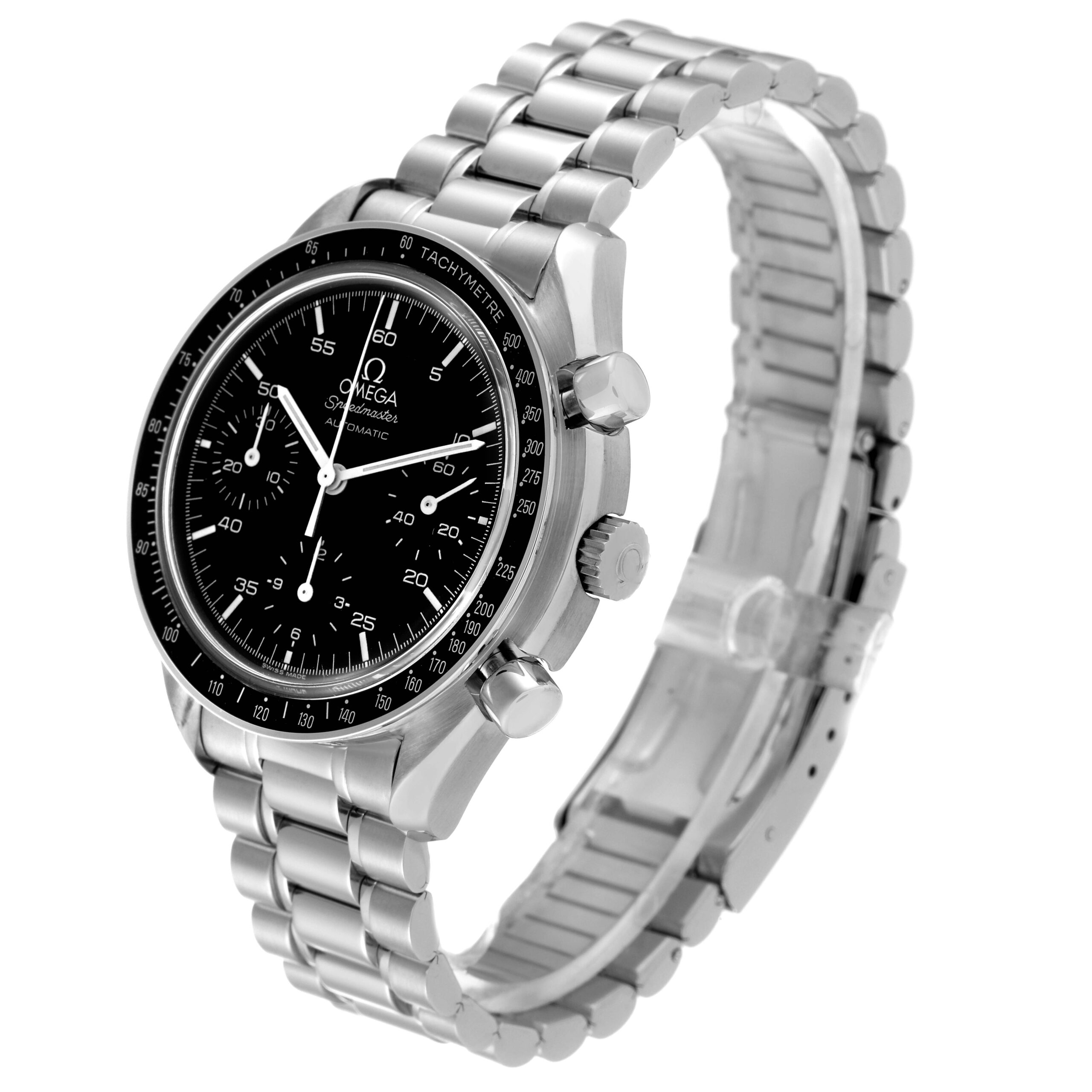 Omega Speedmaster Reduced Hesalite Chronograph Steel Mens Watch 3510.50.00 Card