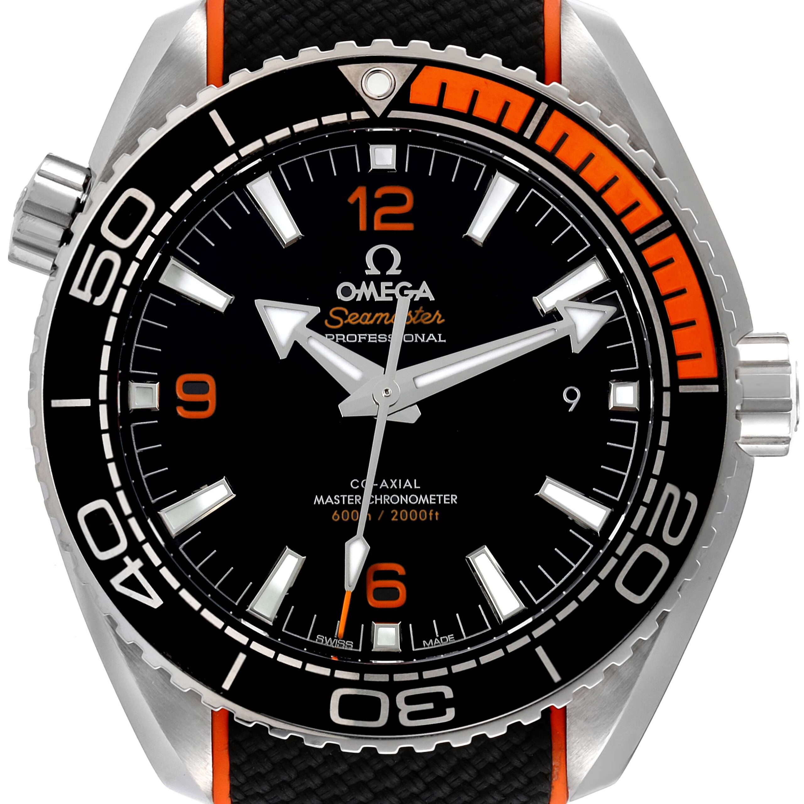 Omega Planet Ocean Black Orange Bezel Watch 215.32.44.21.01.001 Box Card