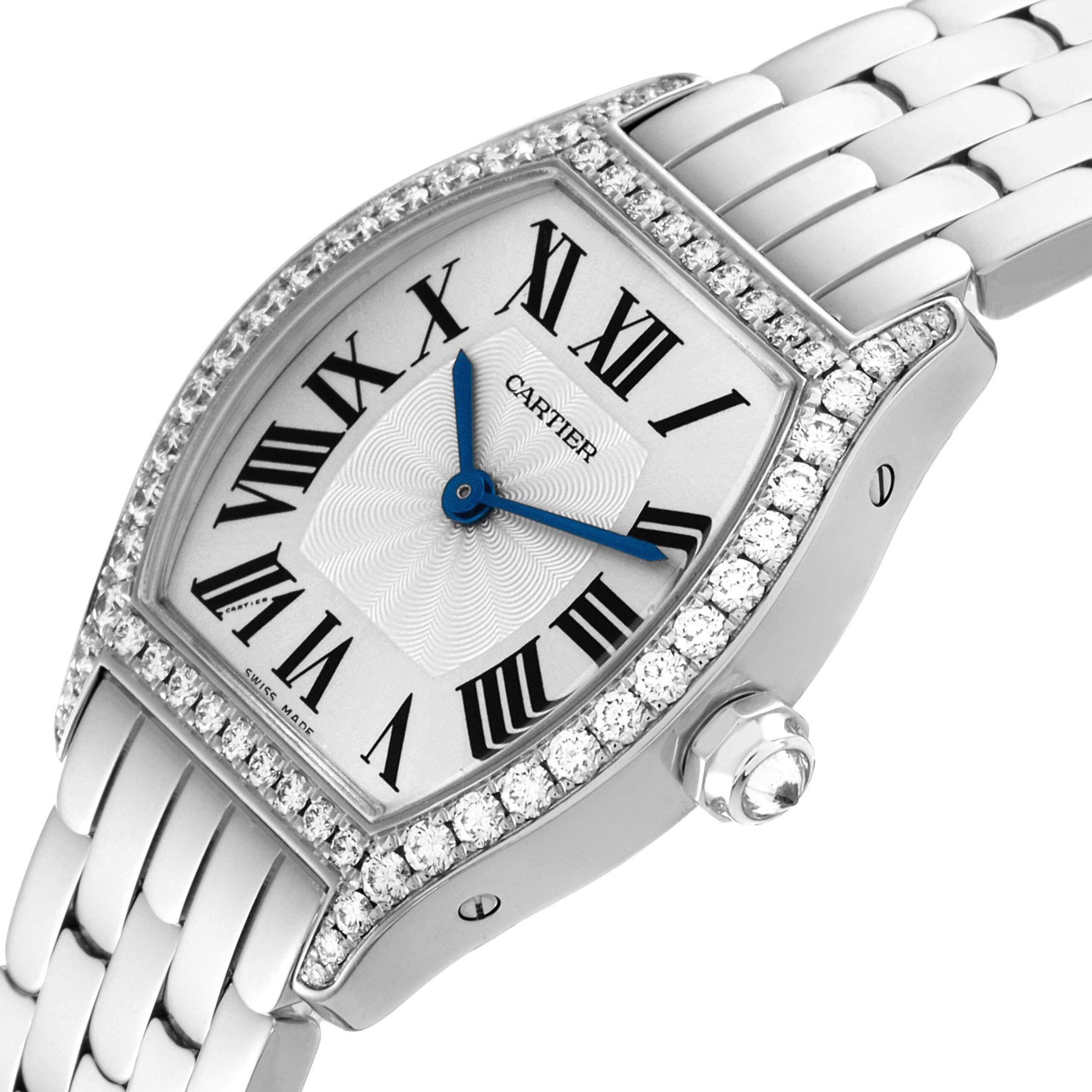 Cartier Tortue 18k White Gold Diamond Ladies Watch WA501011