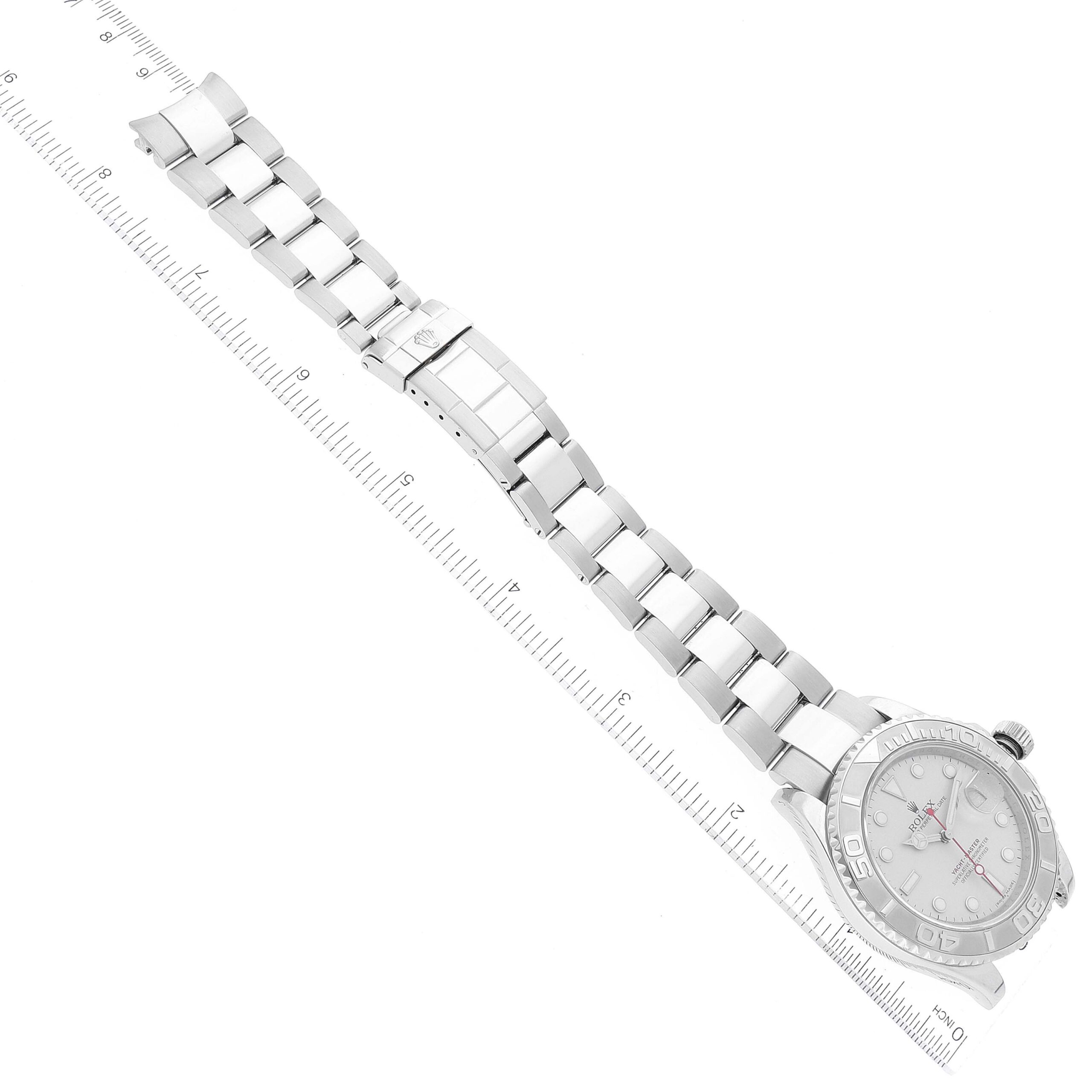 Rolex Yachtmaster Steel Platinum Dial Bezel Mens Watch 16622 Box Card