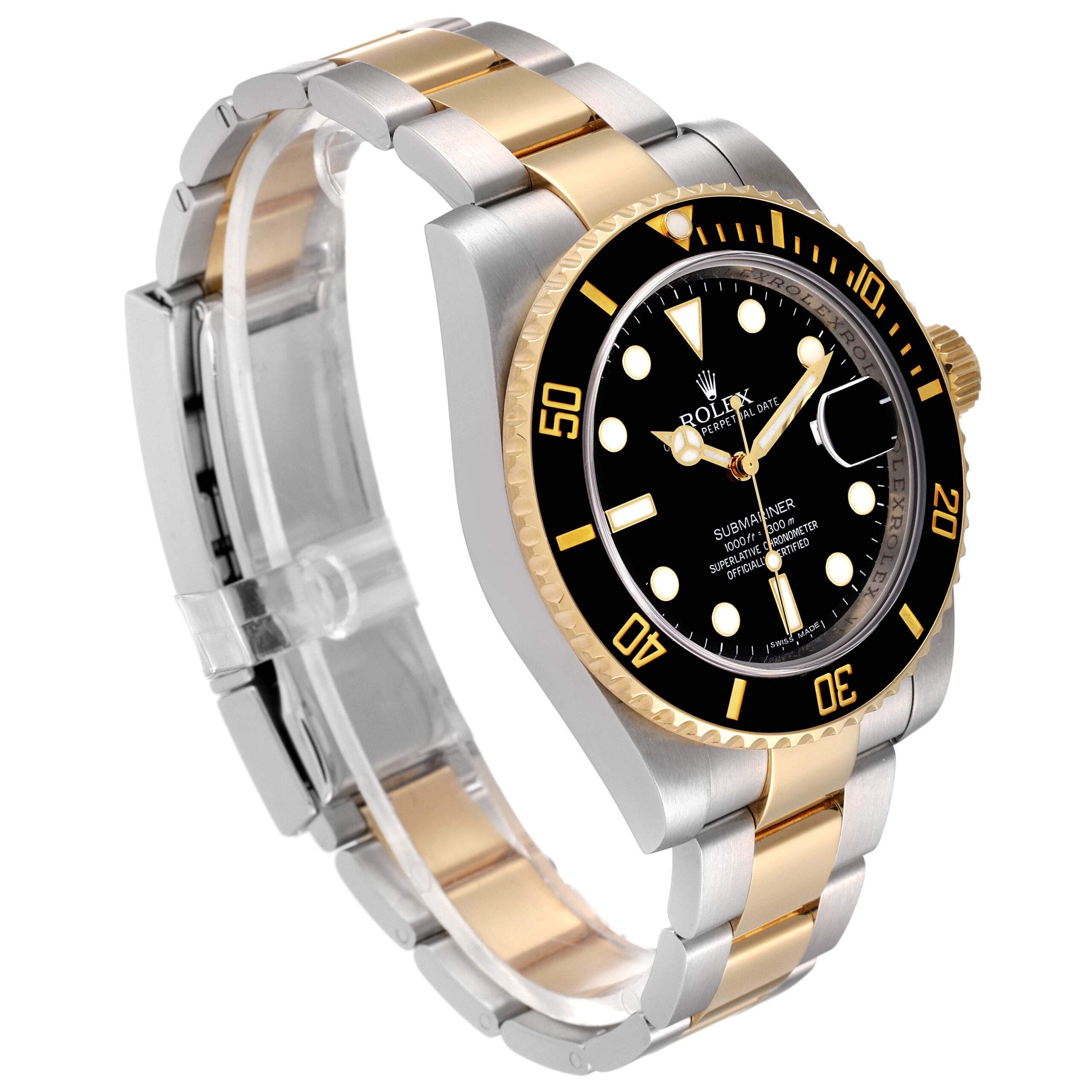Rolex Submariner Steel Yellow Gold Black Dial Mens Watch 116613