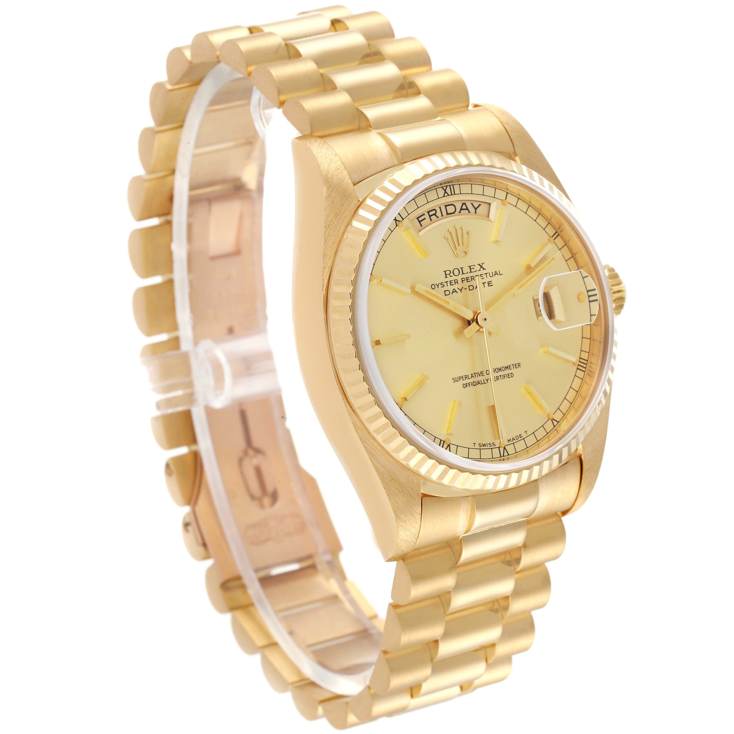 Rolex President Day-Date Yellow Gold Champagne Dial Mens Watch 18038