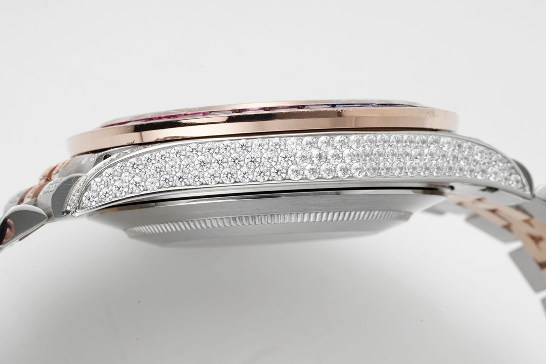 Rolex Datejust Steel White Gold Silver Diamond Dial Mens Watch 116234