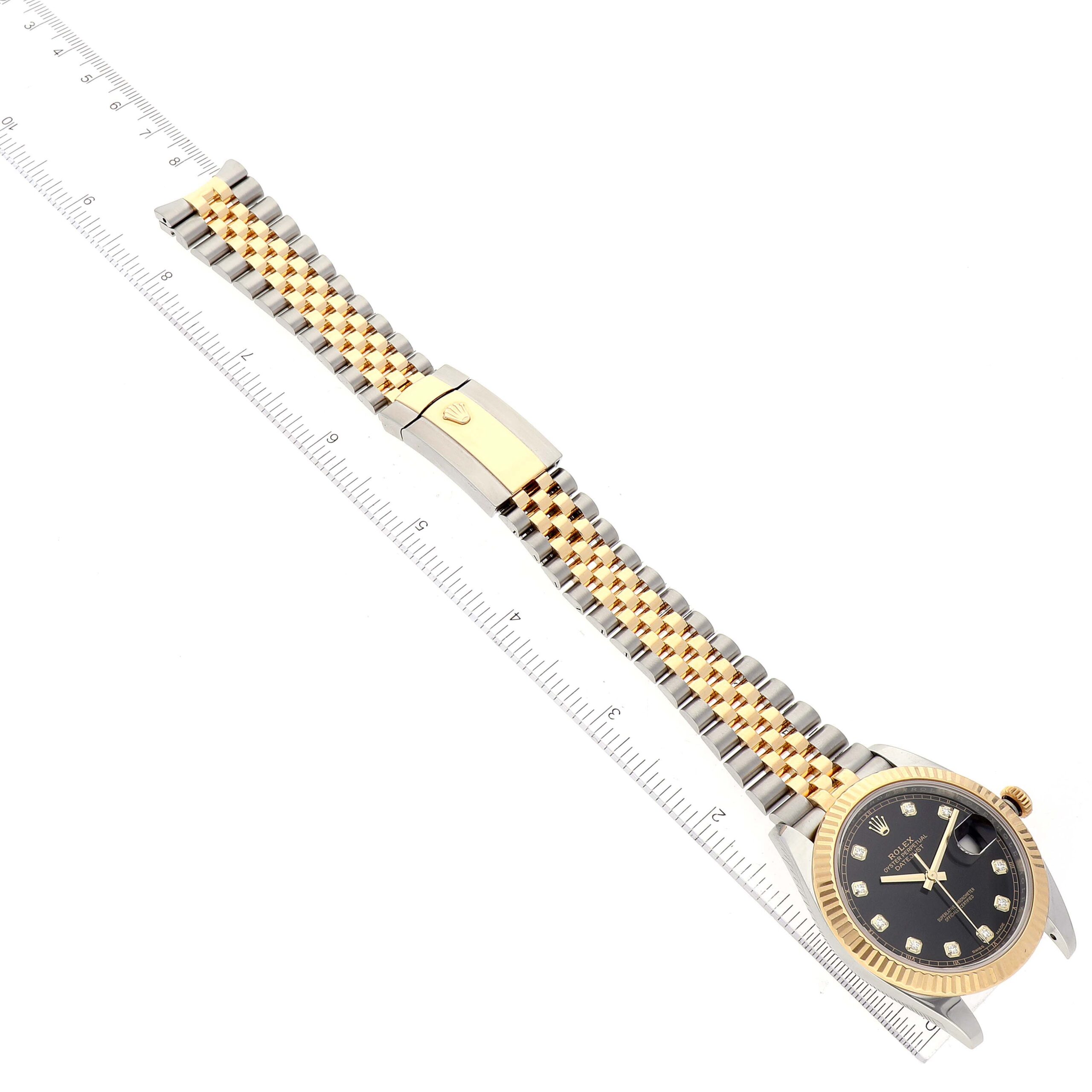 Rolex Datejust 41 Steel Yellow Gold Black Diamond Dial Watch 126333 Box Card