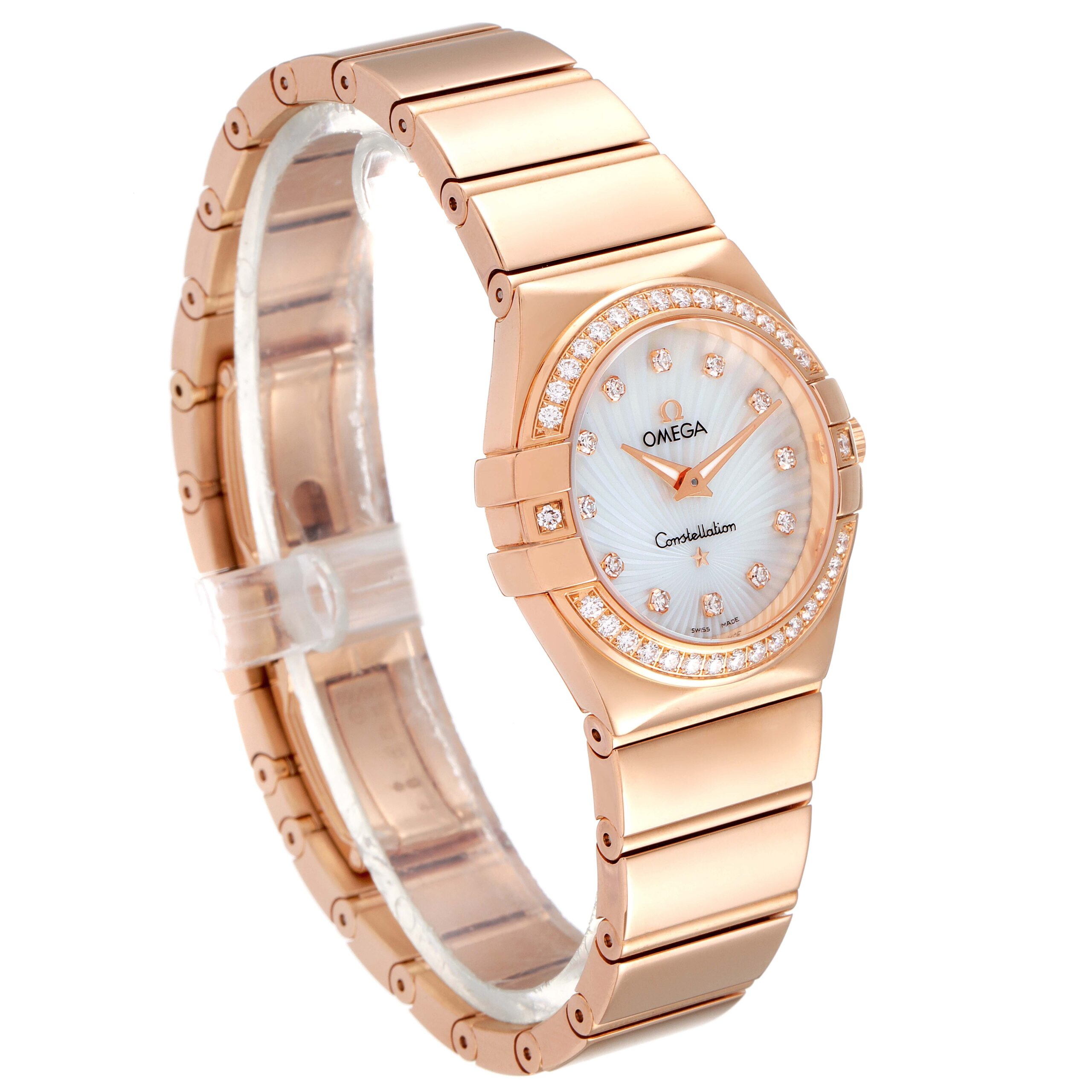 Omega Constellation Rose Gold Mother of Pearl Diamond Ladies Watch 123.55.27.60.55.005