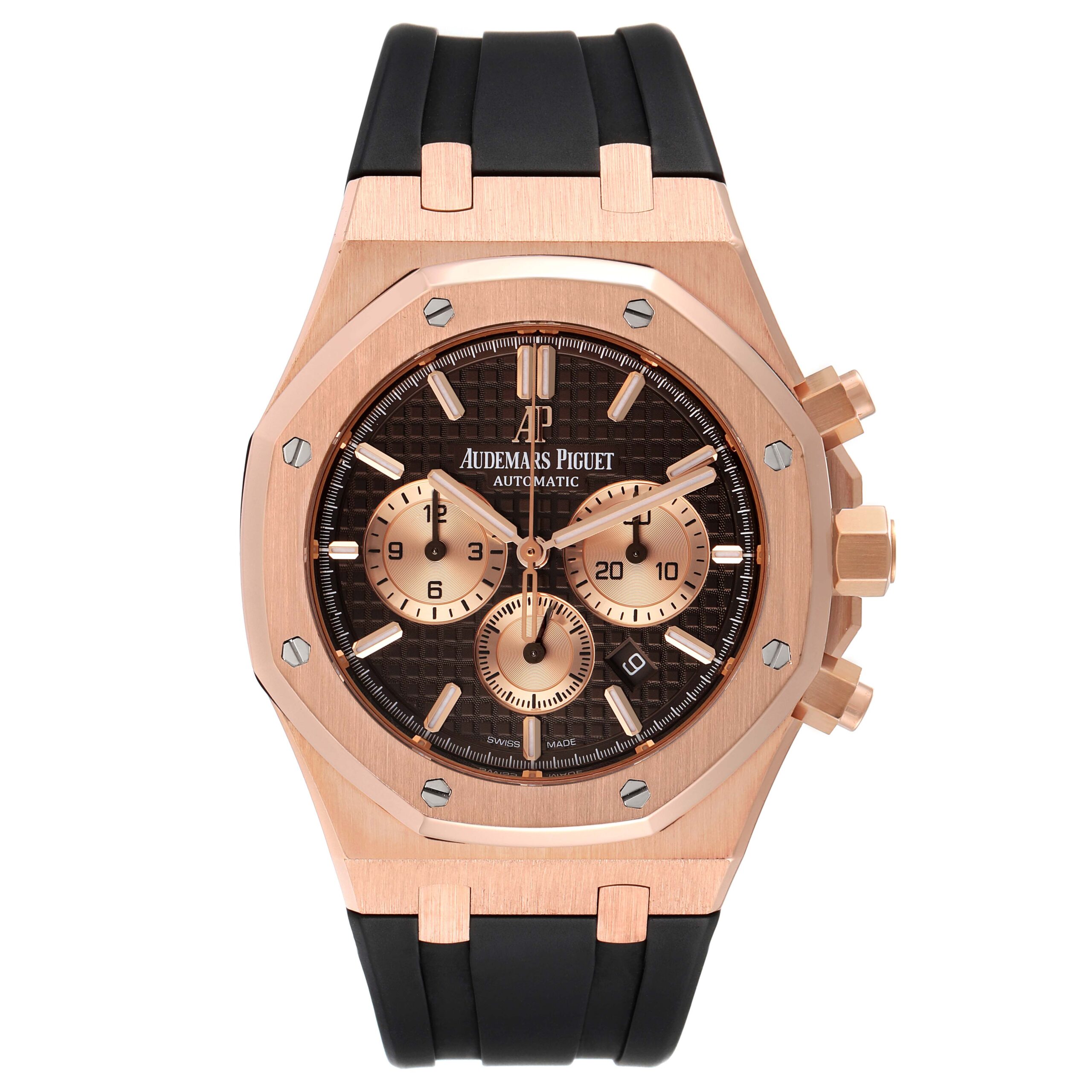 Audemars Piguet Royal Oak Rose Gold Chronograph Mens Watch 26331OR Box Card