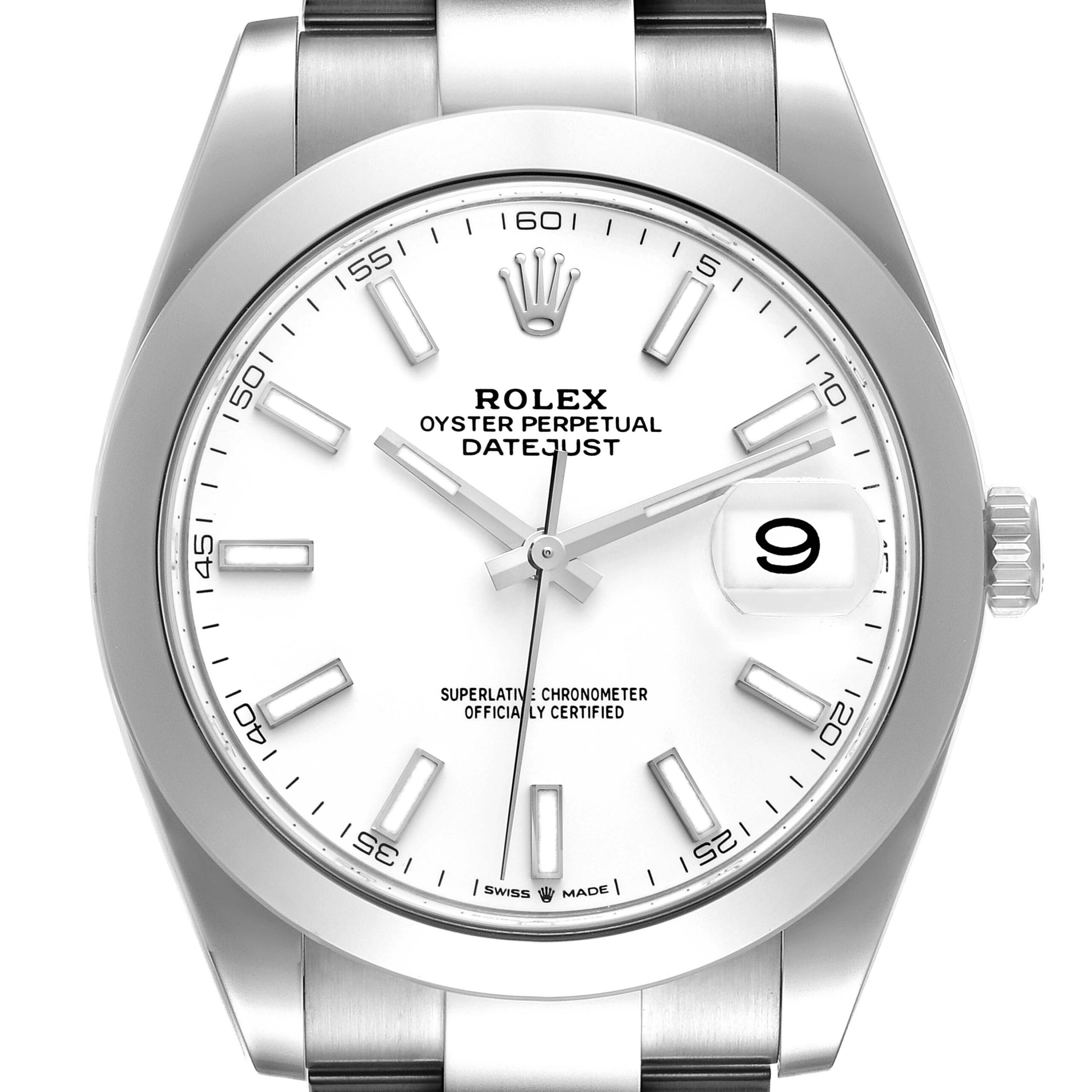 Rolex Datejust 41 White Dial Steel Mens Watch 126300 Box Card