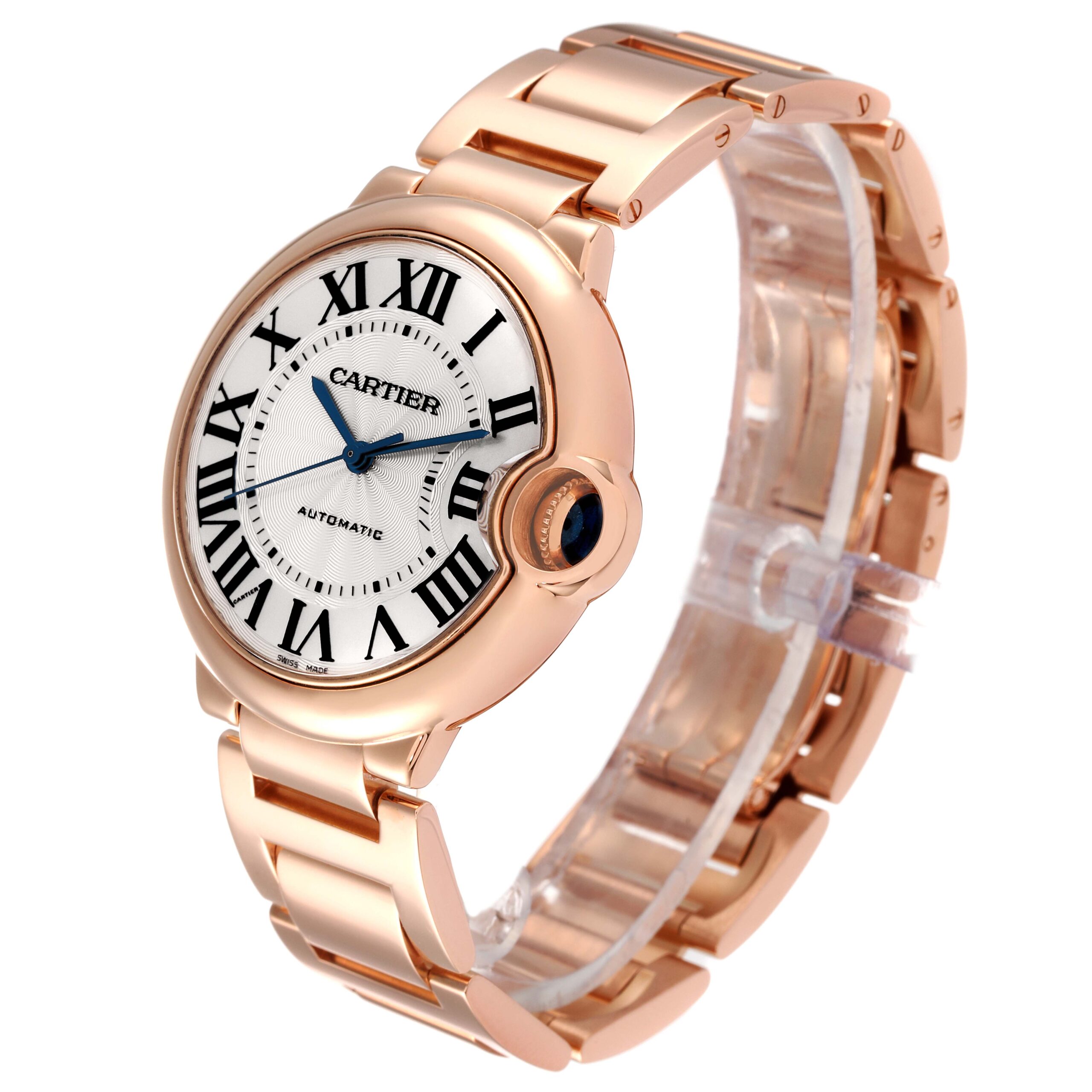 Cartier Ballon Bleu 36mm Automatic Rose Gold Mens Watch W69004Z2 Box Card