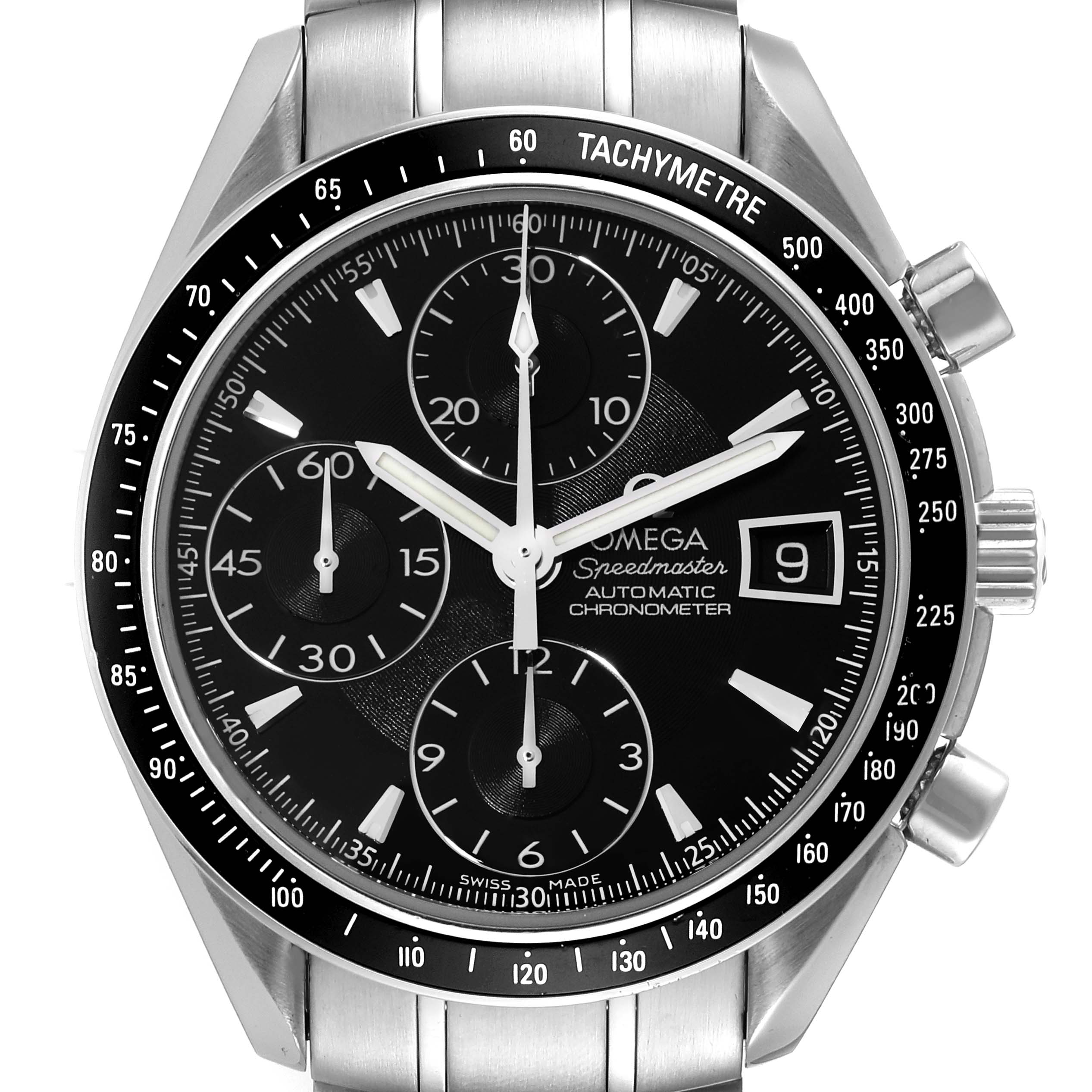 Omega Speedmaster Date Chronograph Black Dial Mens Watch 3210.50.00 Box Card