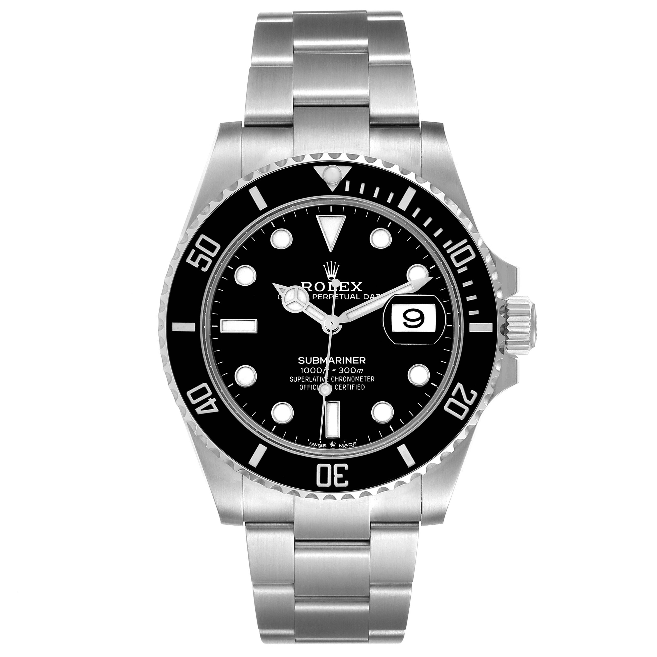 Rolex Submariner Black Dial Ceramic Bezel Steel Mens Watch 126610 Box Card