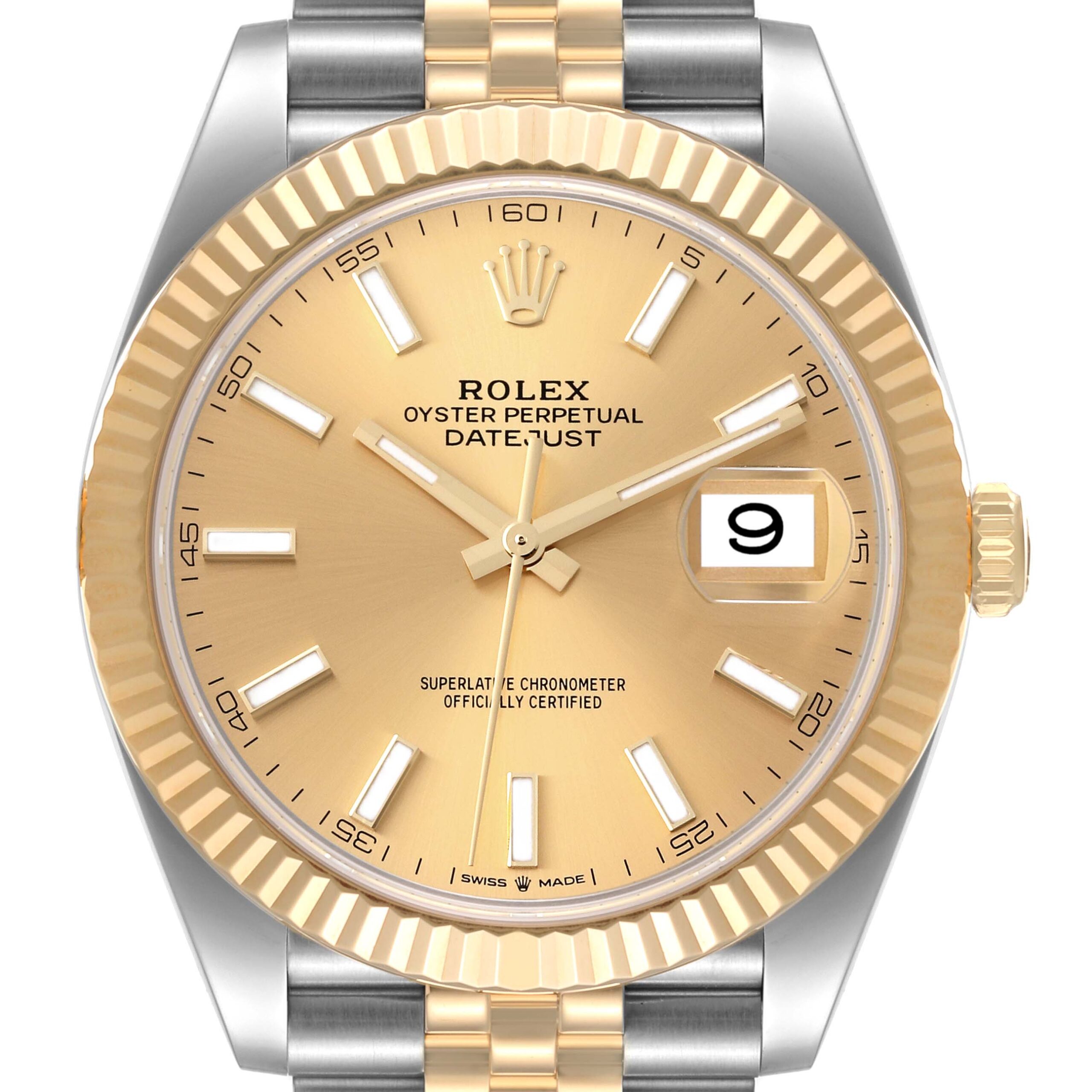 Rolex Datejust 41 Steel Yellow Gold Champagne Dial Mens Watch 126333 Box Card