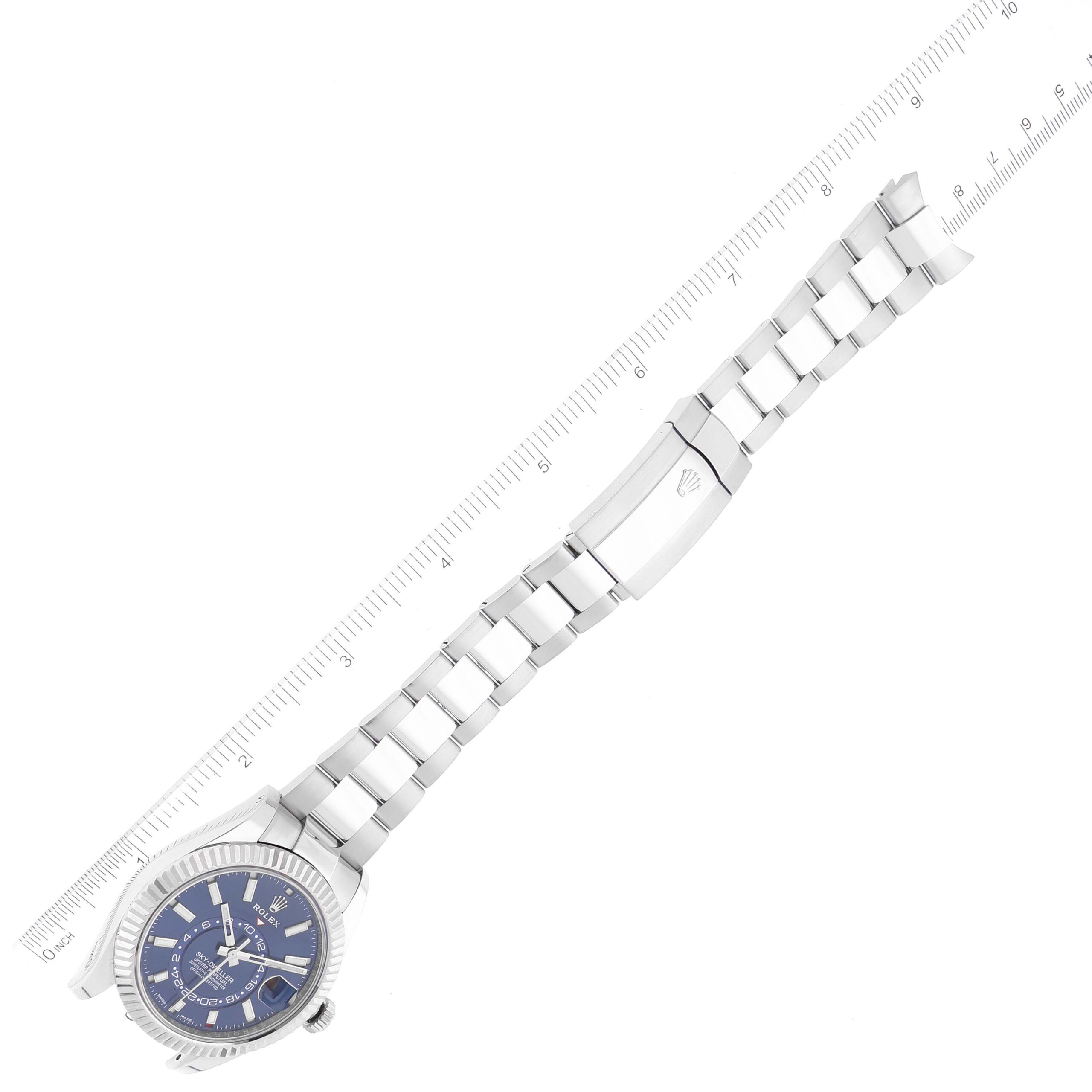 Rolex Sky-Dweller Steel White Gold Blue Dial Mens Watch 326934 Box Card