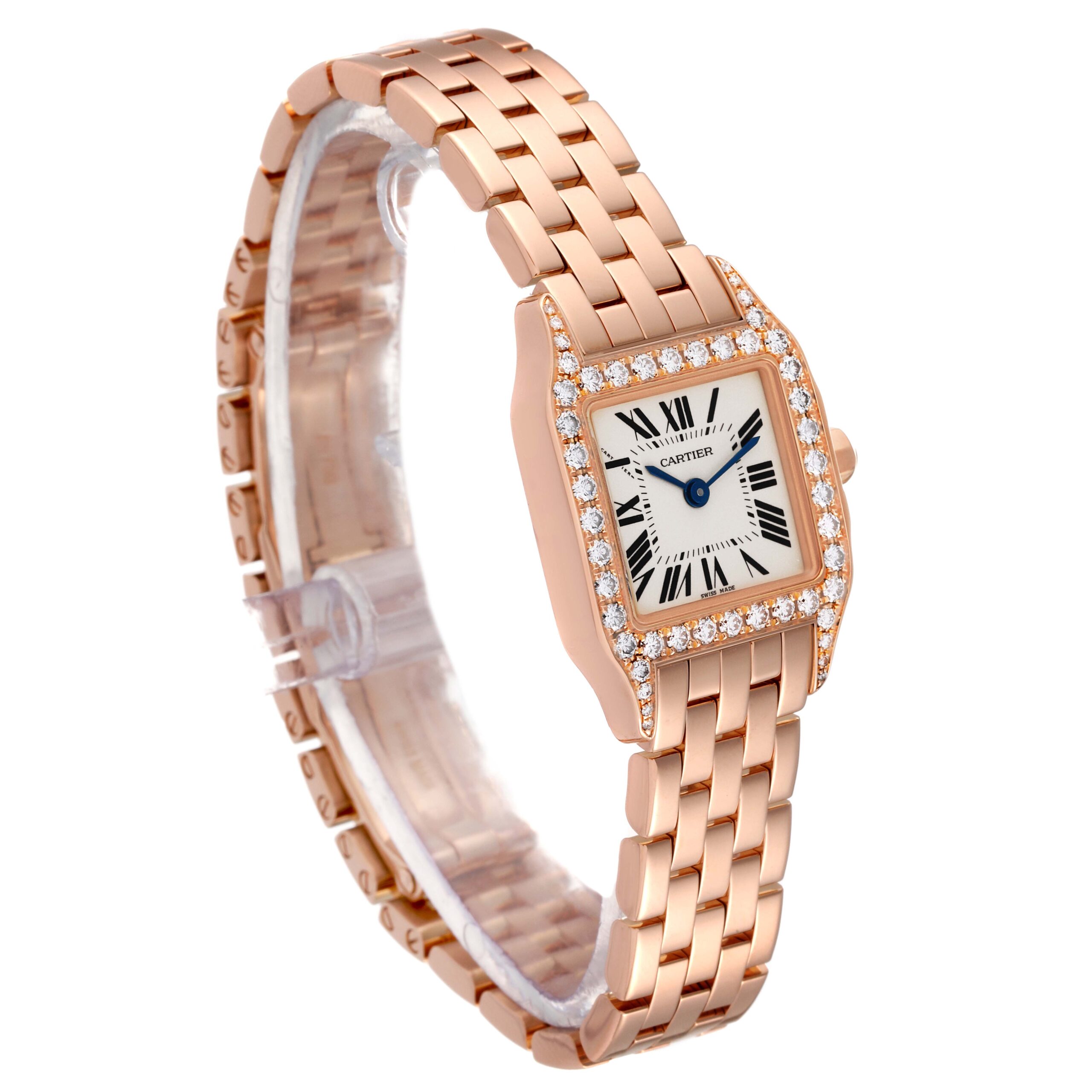 Cartier Santos Demoiselle Small Rose Gold Diamond Ladies Watch WF9011Z8