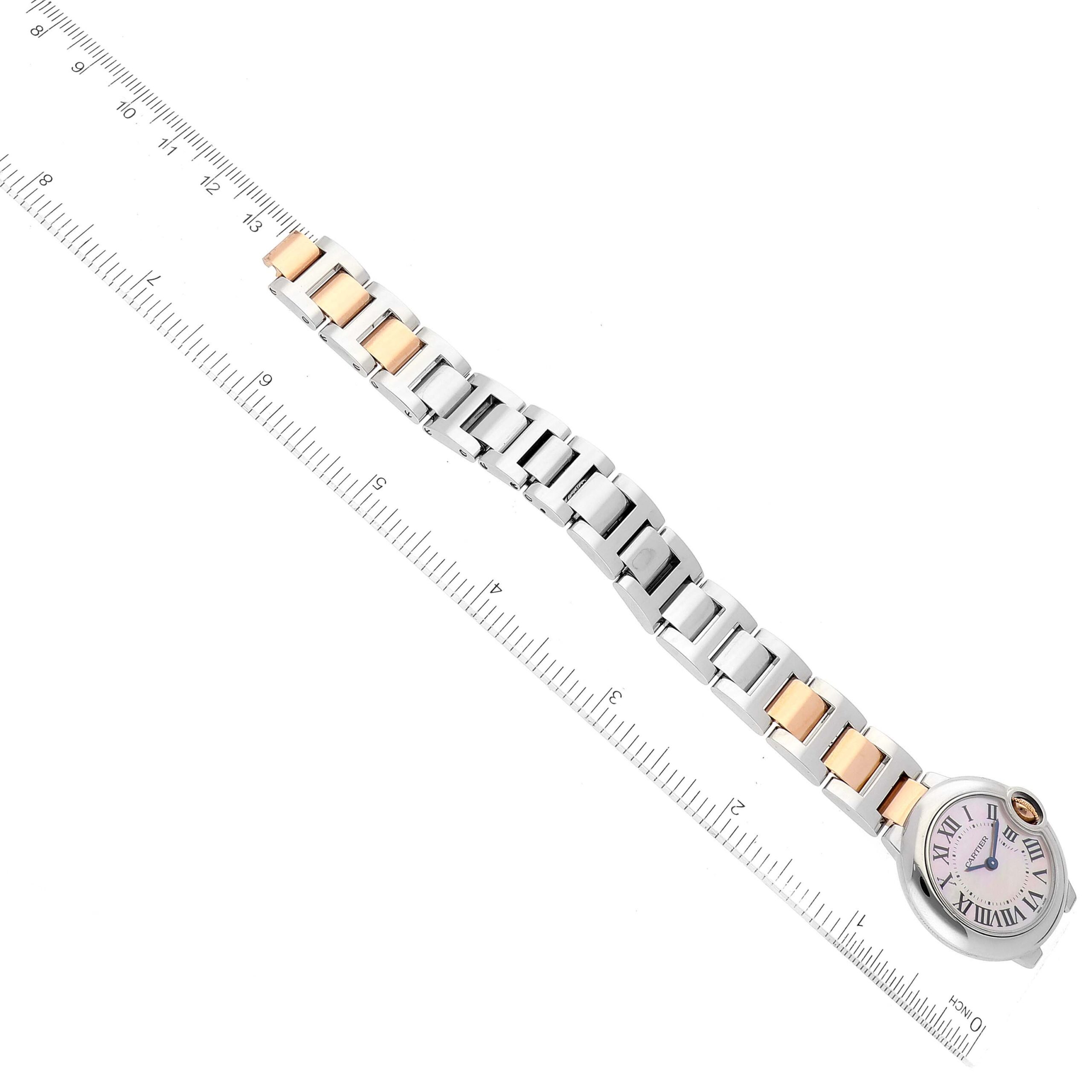 Cartier Ballon Bleu Steel Rose Gold Pink MOP Dial Watch W6920034 Box Papers