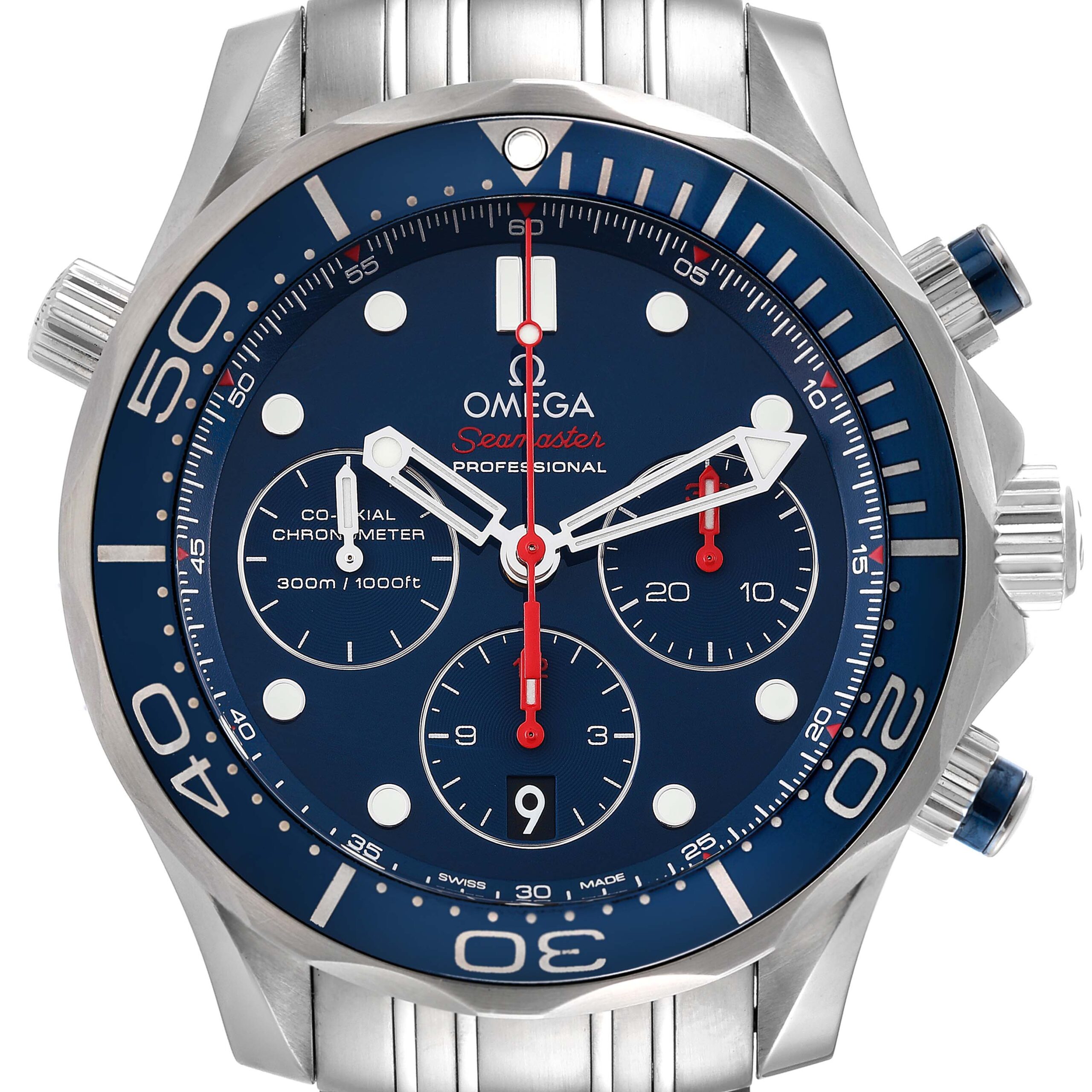 Omega Seamaster Diver Chronograph Steel Mens Watch 212.30.44.50.03.001 Box Card