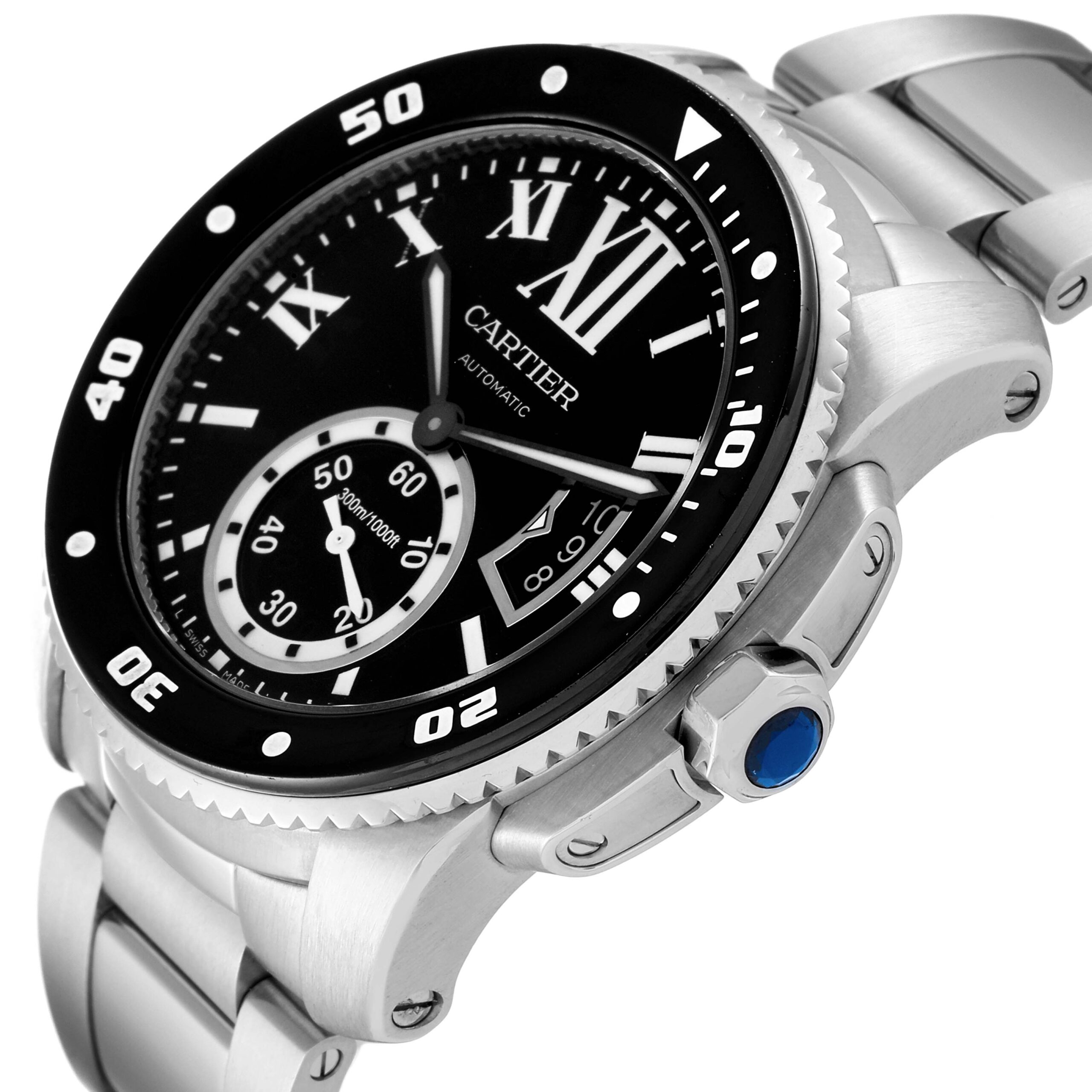 Cartier Calibre Black Dial Automatic Steel Mens Watch W7100057