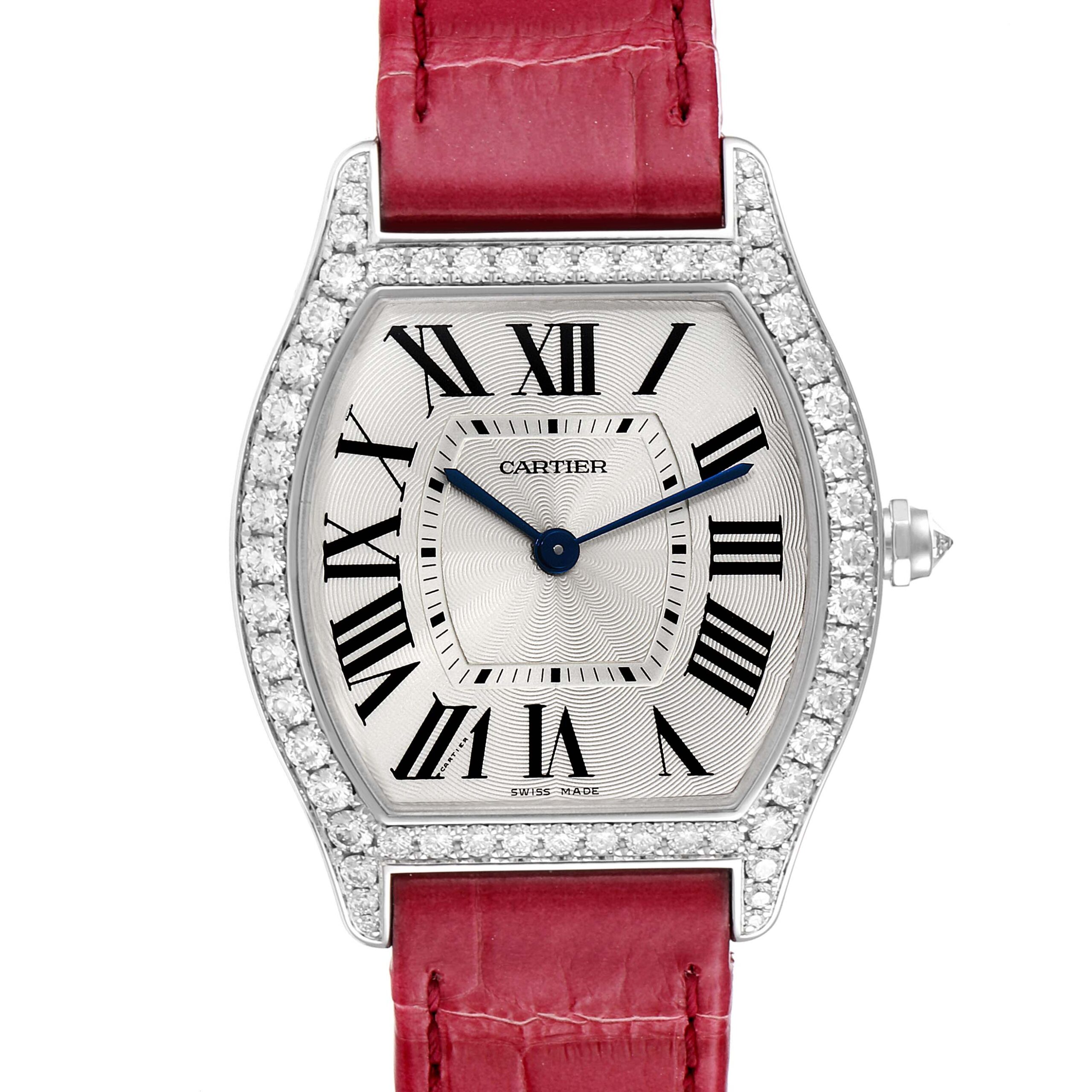 Cartier Tortue 18k White Gold Diamond Ladies Watch WA501009 Box Papers