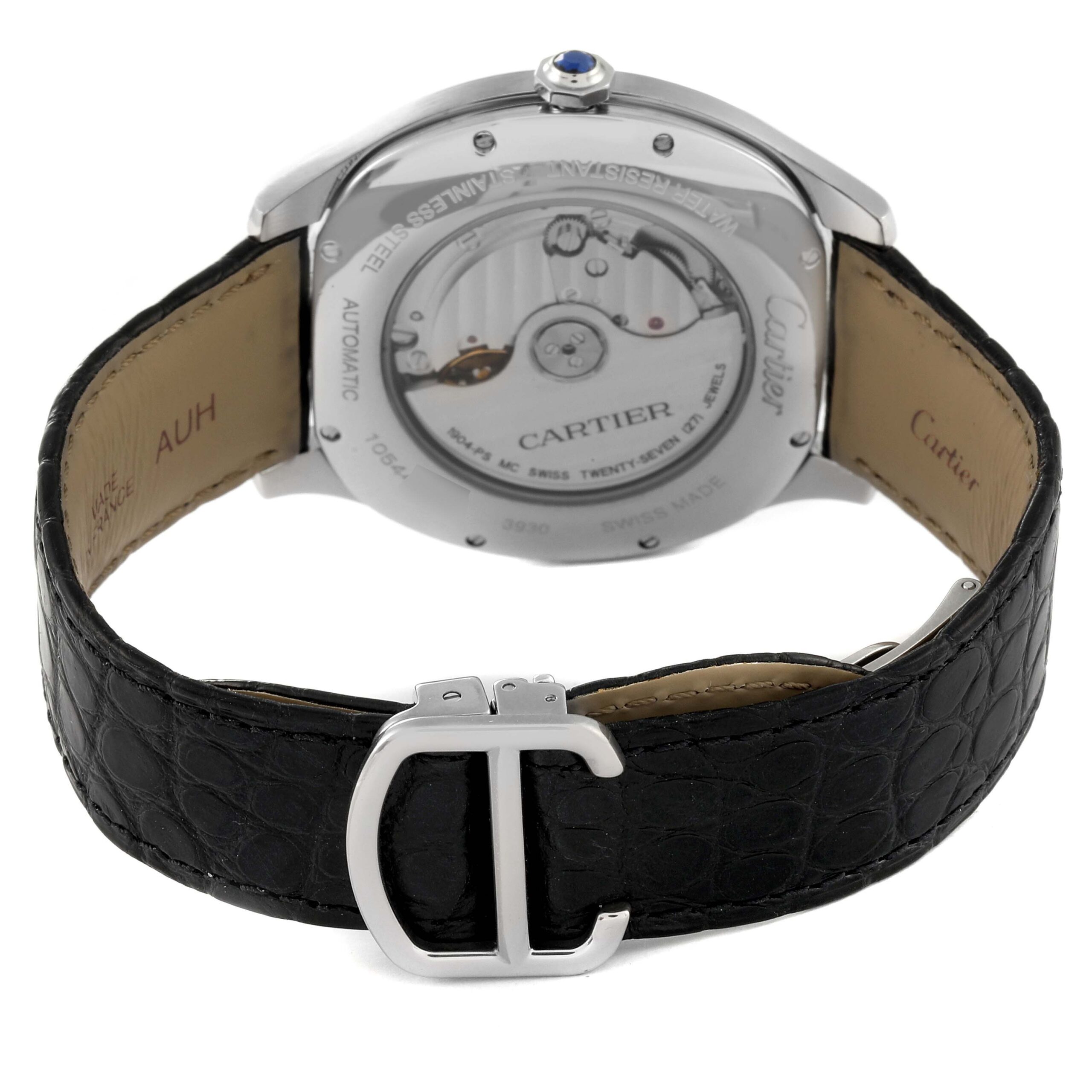 Cartier Drive Silver Dial Steel Mens Watch WSNM0004 Box Papers