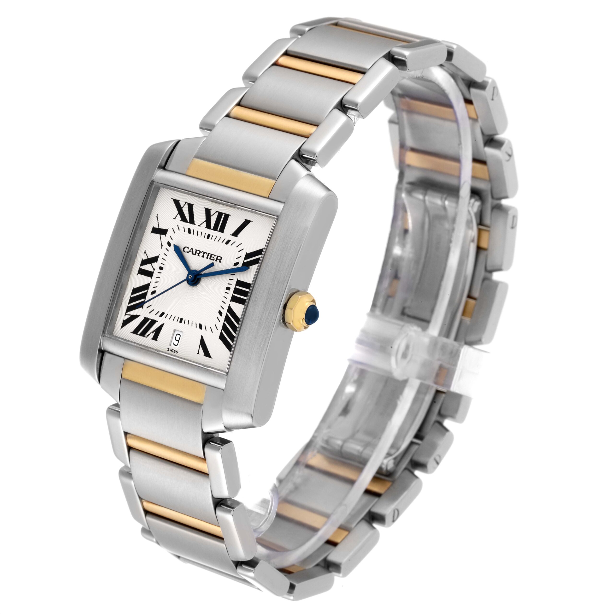 Cartier Tank Francaise Large Automatic Steel Yellow Gold Mens Watch W51005Q4