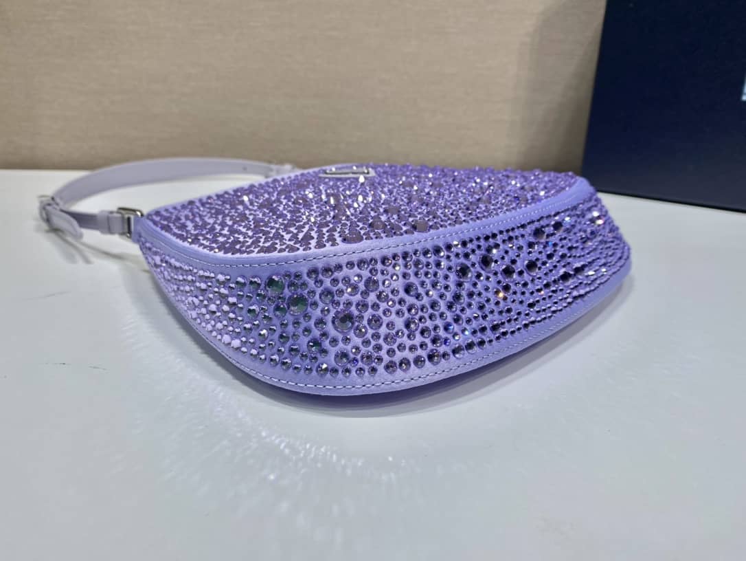 Prada Cleo Bag Dupe Satin Bag With Appliqusin In Wisteria