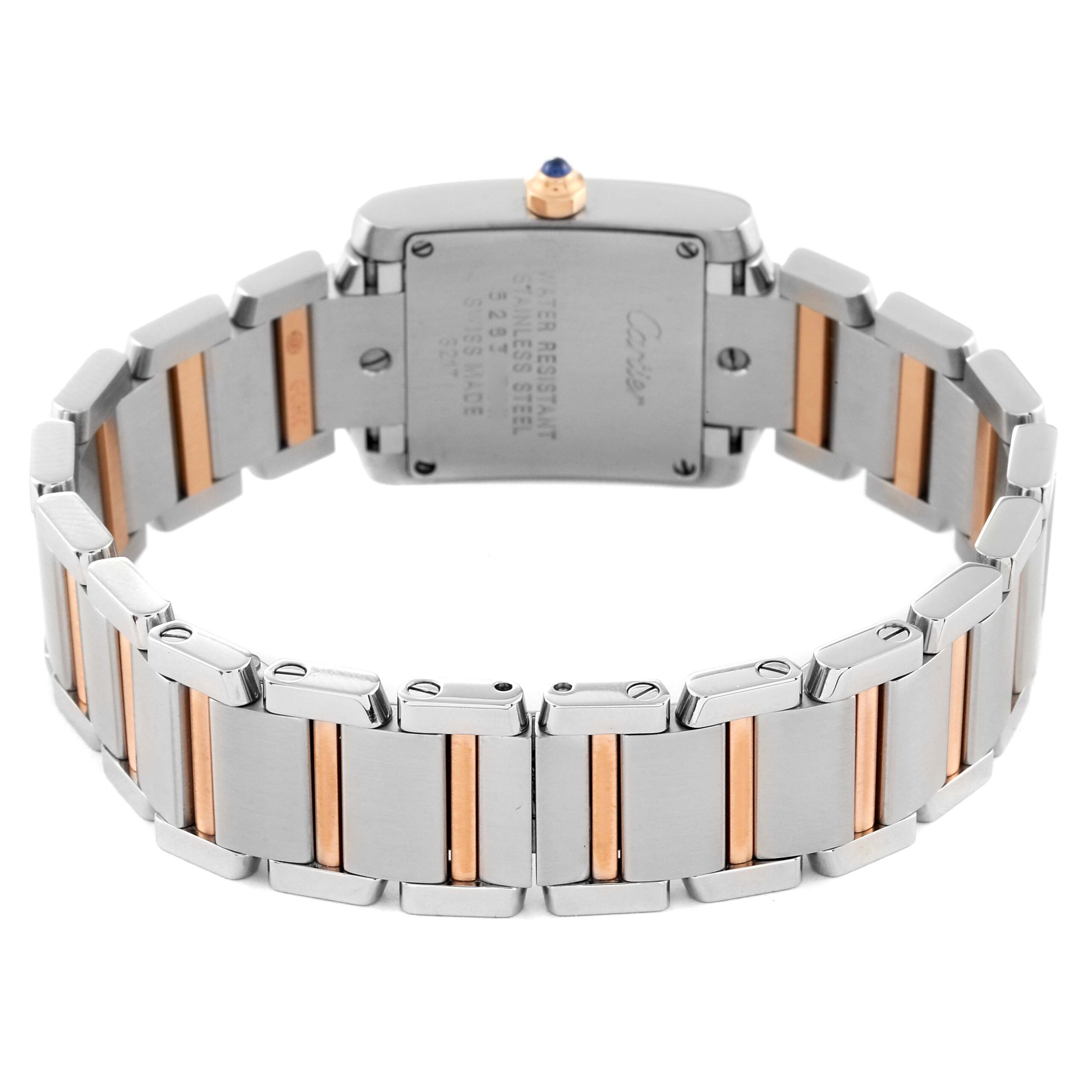 Cartier Tank Francaise Steel Rose Gold Diamond Ladies Watch WE110004