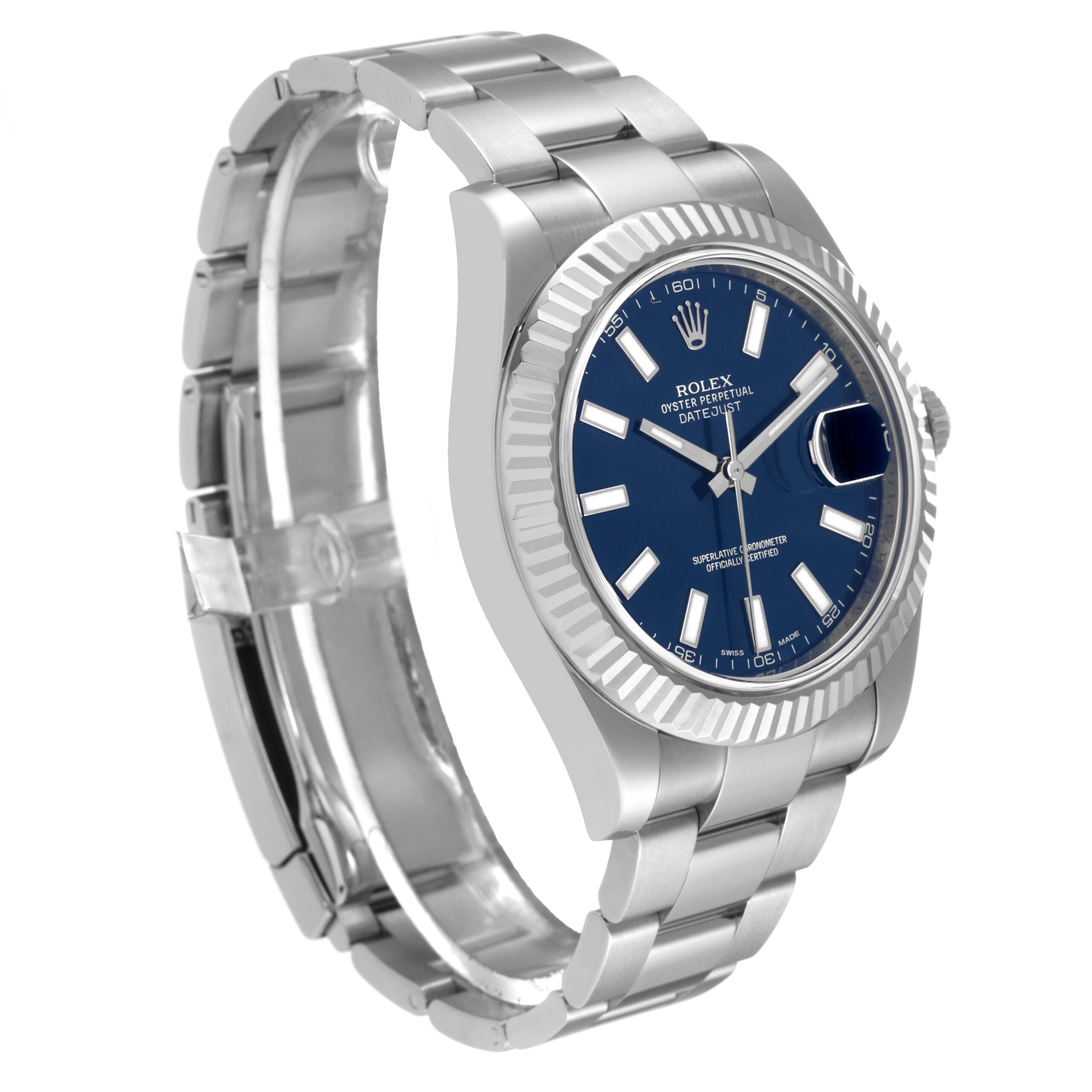 Rolex Datejust II 41 Blue Dial Steel White Gold Mens Watch 116334