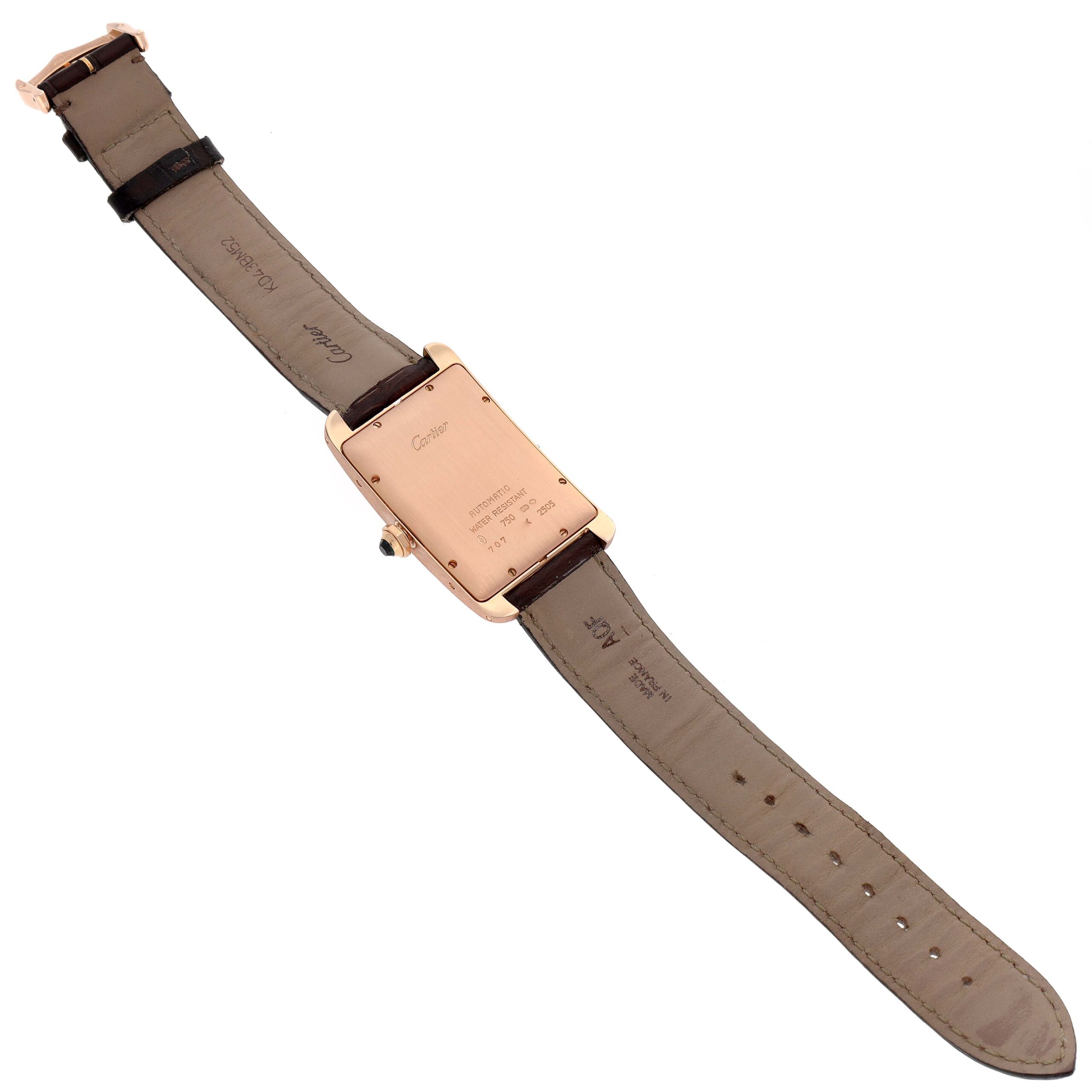 Cartier Tank Americaine Large 18K Rose Gold Brown Strap Watch W2609156