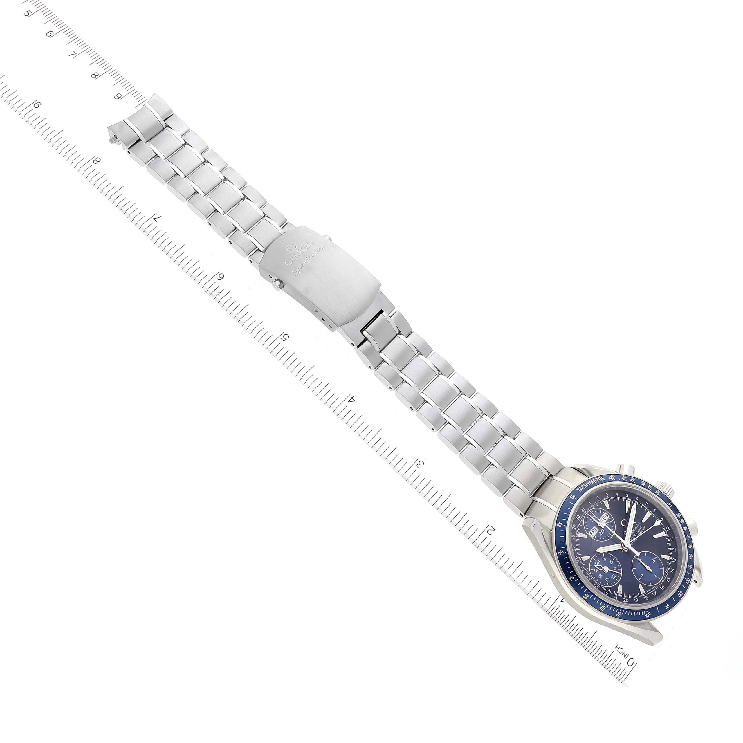 Omega Speedmaster Day Date Blue Dial Chronograph Mens Watch 3222.80.00 Box Card