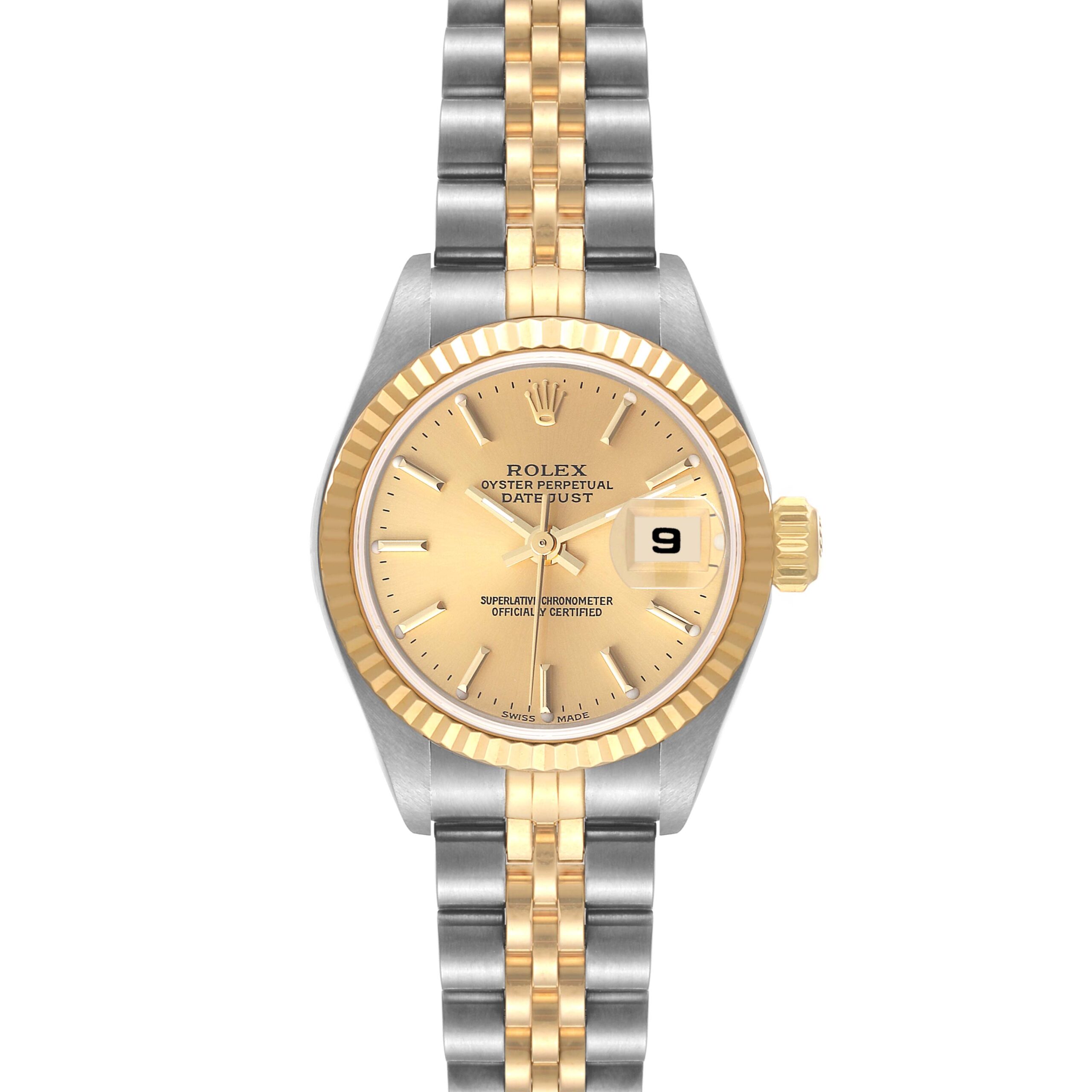 Rolex Datejust Steel Yellow Gold Champagne Dial Ladies Watch 79173