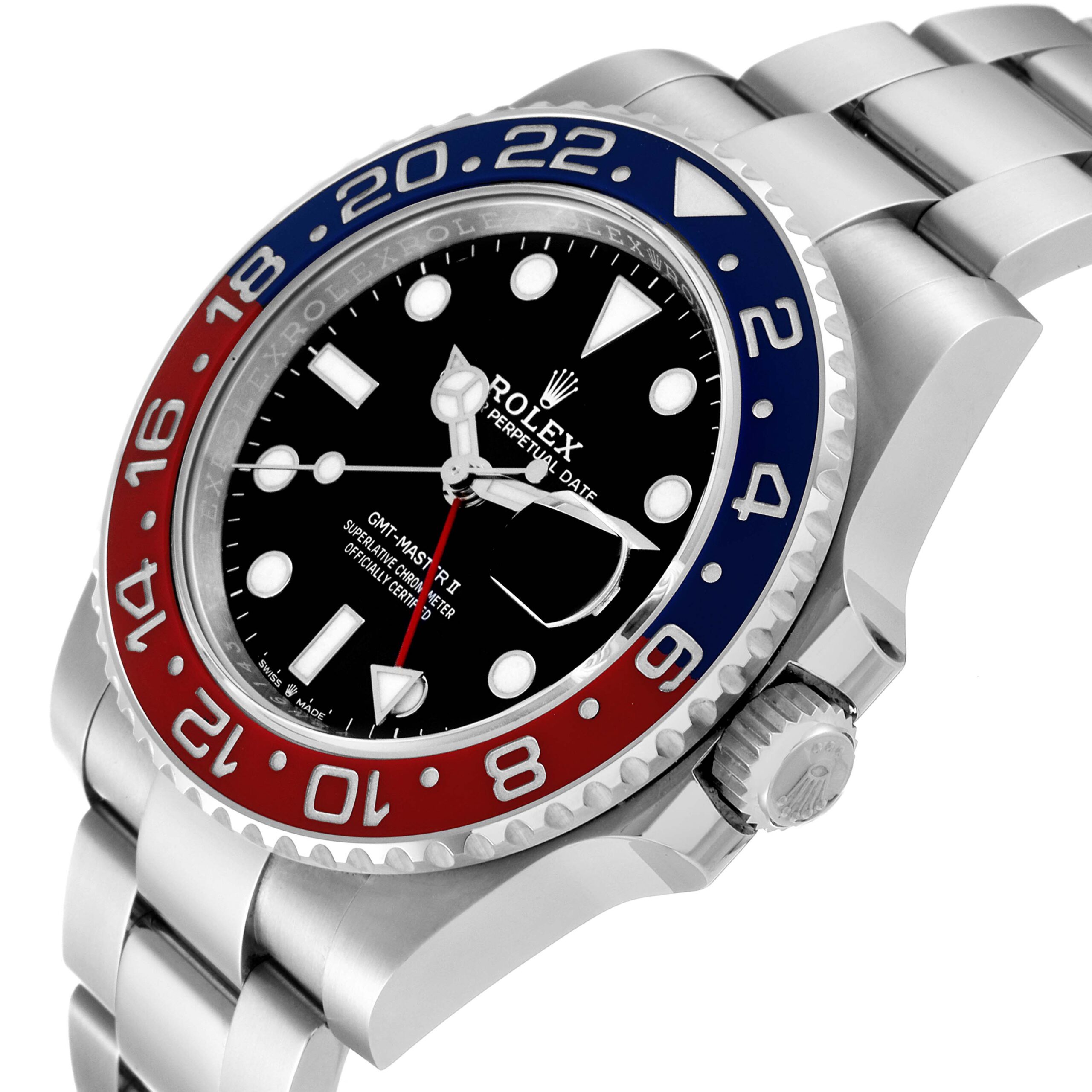 Rolex GMT Master II Pepsi Bezel Oyster Steel Mens Watch 126710 Unworn