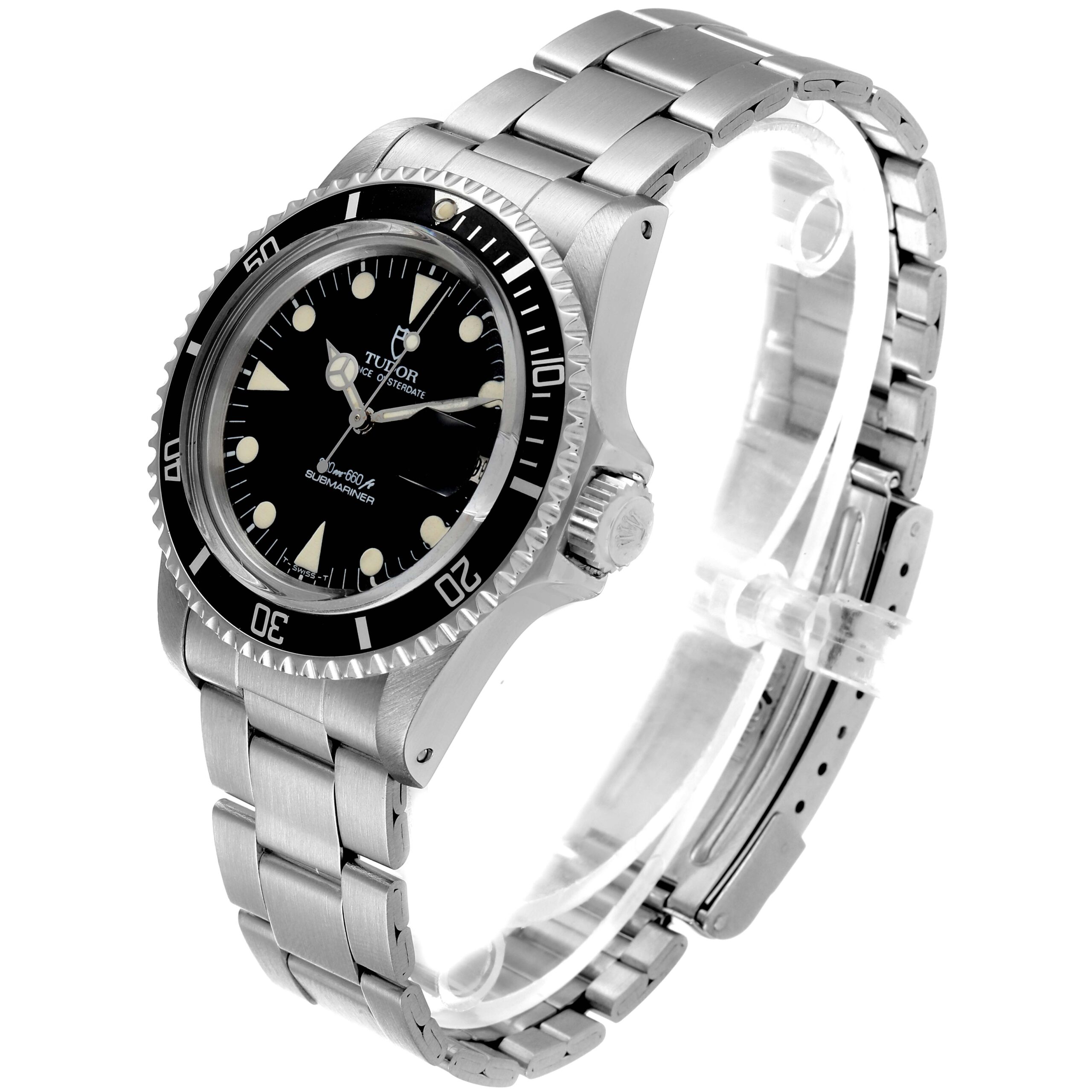 Tudor Submariner Prince Oysterdate Black Dial Steel Mens Watch 76100