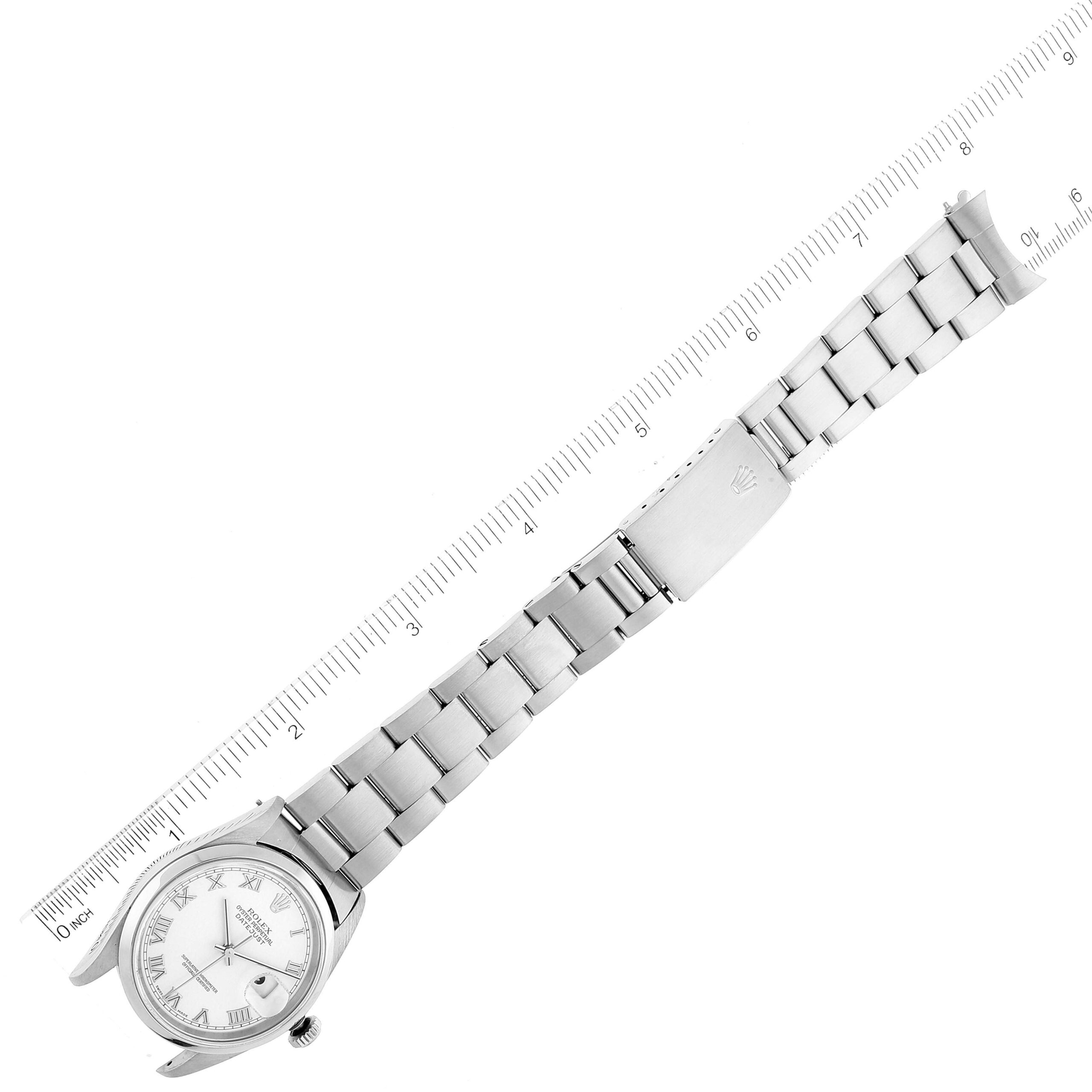 Rolex Datejust White Roman Dial Steel Mens Watch 16200 Box Papers